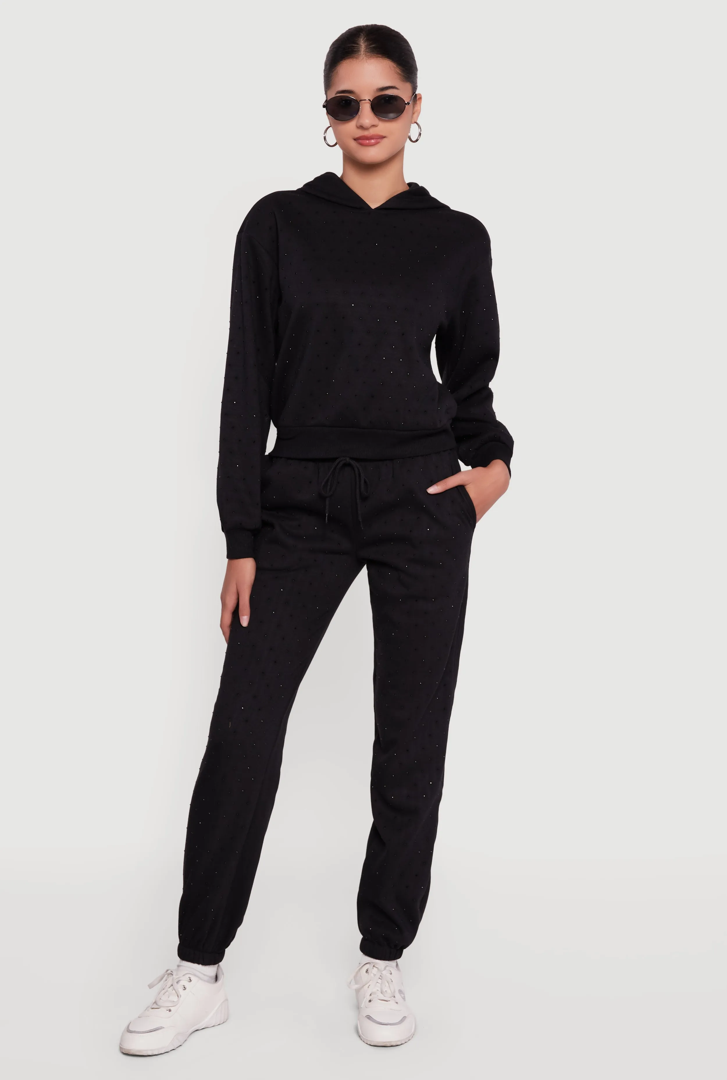 Almost Famous Rhinestone Studded Fleece Sweatpants sold by Rainbow product image thumbnail 2