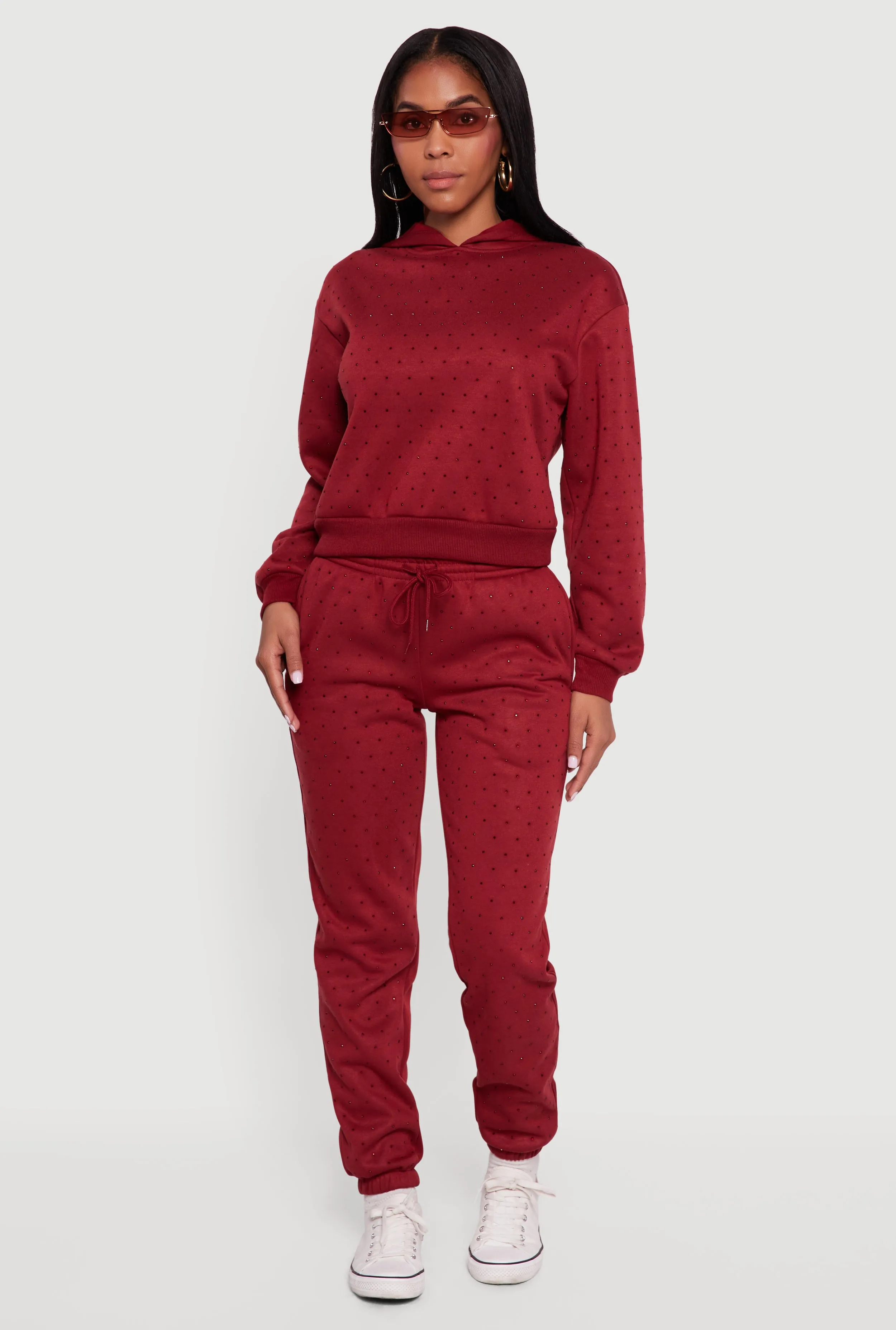 Almost Famous Rhinestone Studded Fleece Sweatpants sold by Rainbow product image thumbnail 3