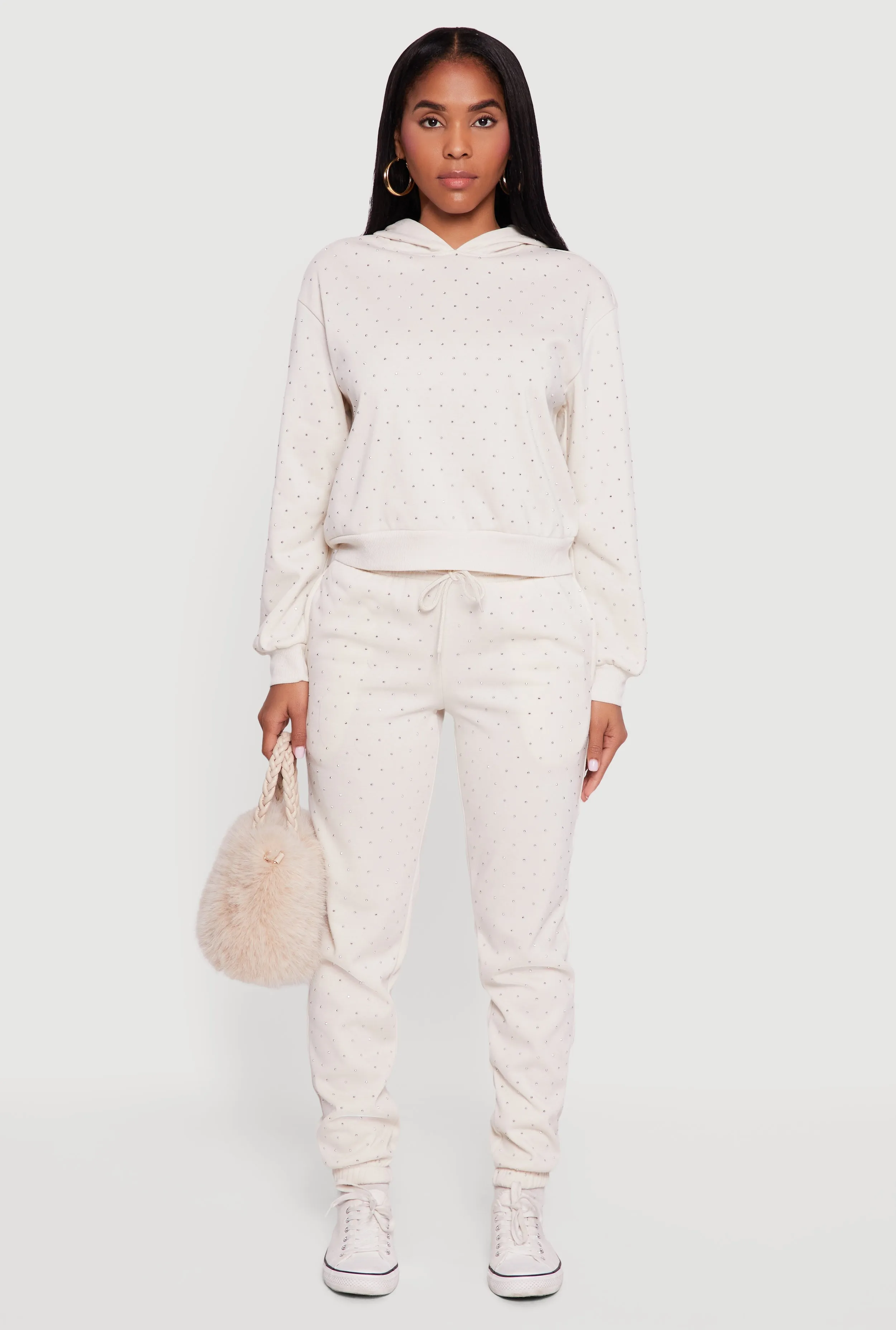 Almost Famous Rhinestone Studded Fleece Sweatpants sold by Rainbow product image thumbnail 2