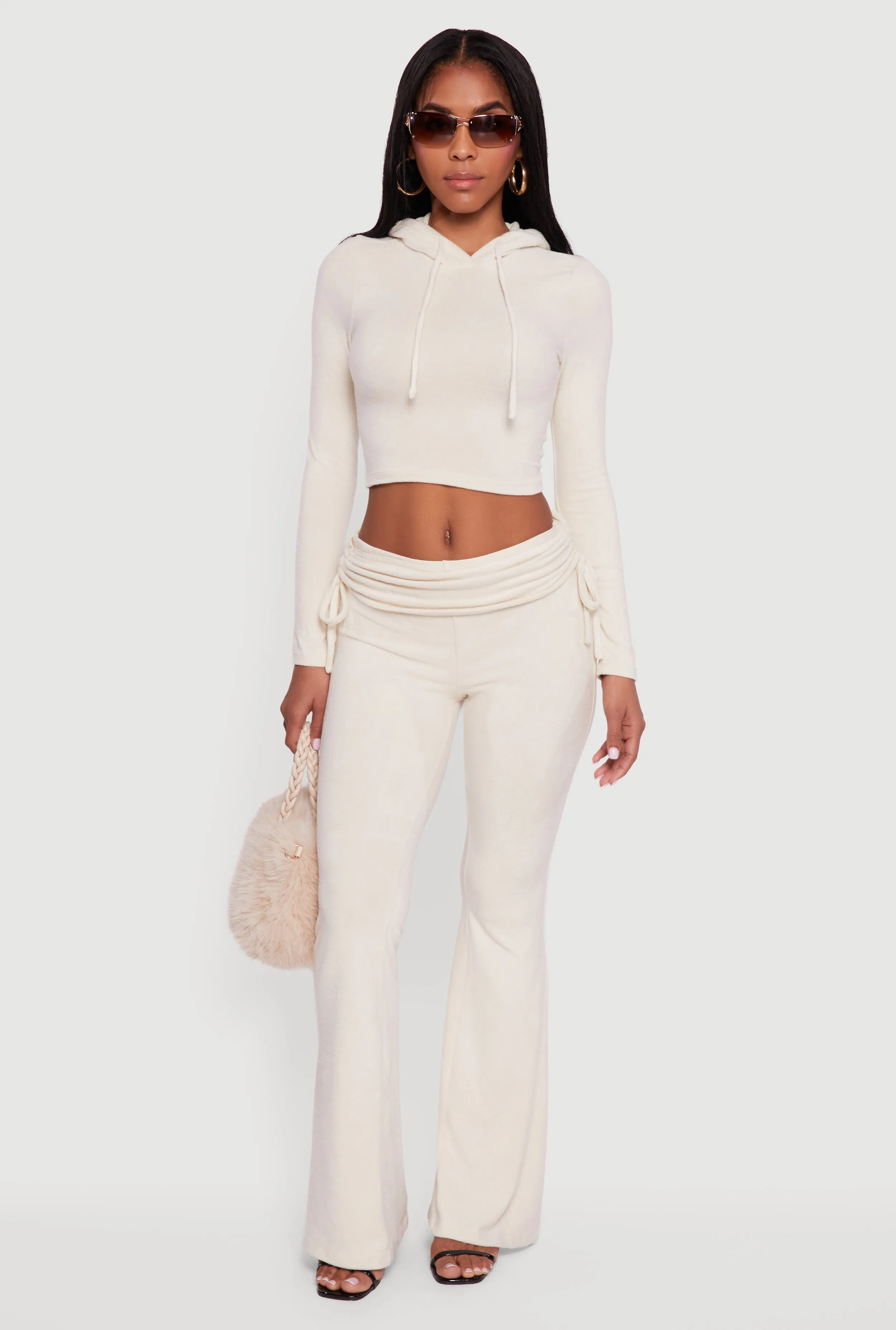 Ruched Fold Over Flare Pants sold by Rainbow