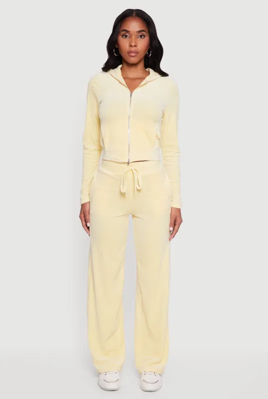 Drawstring High Waisted Velour Sweatpants sold by Rainbow