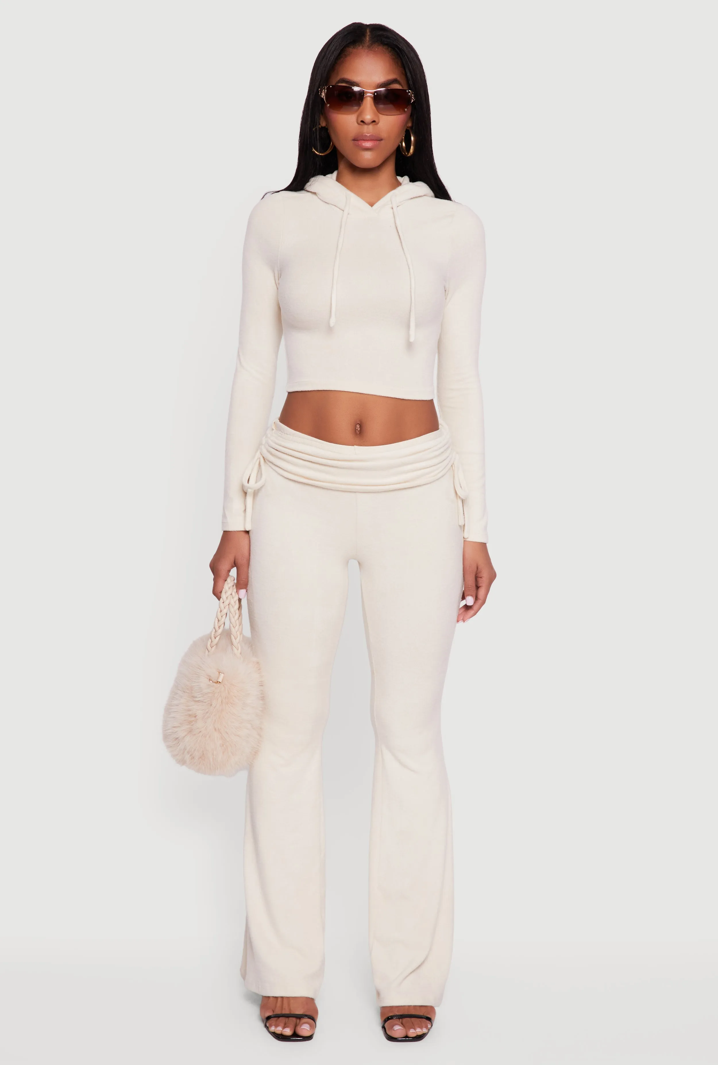 Long Sleeve Pullover Cropped Hoodie sold by Rainbow product image thumbnail 3