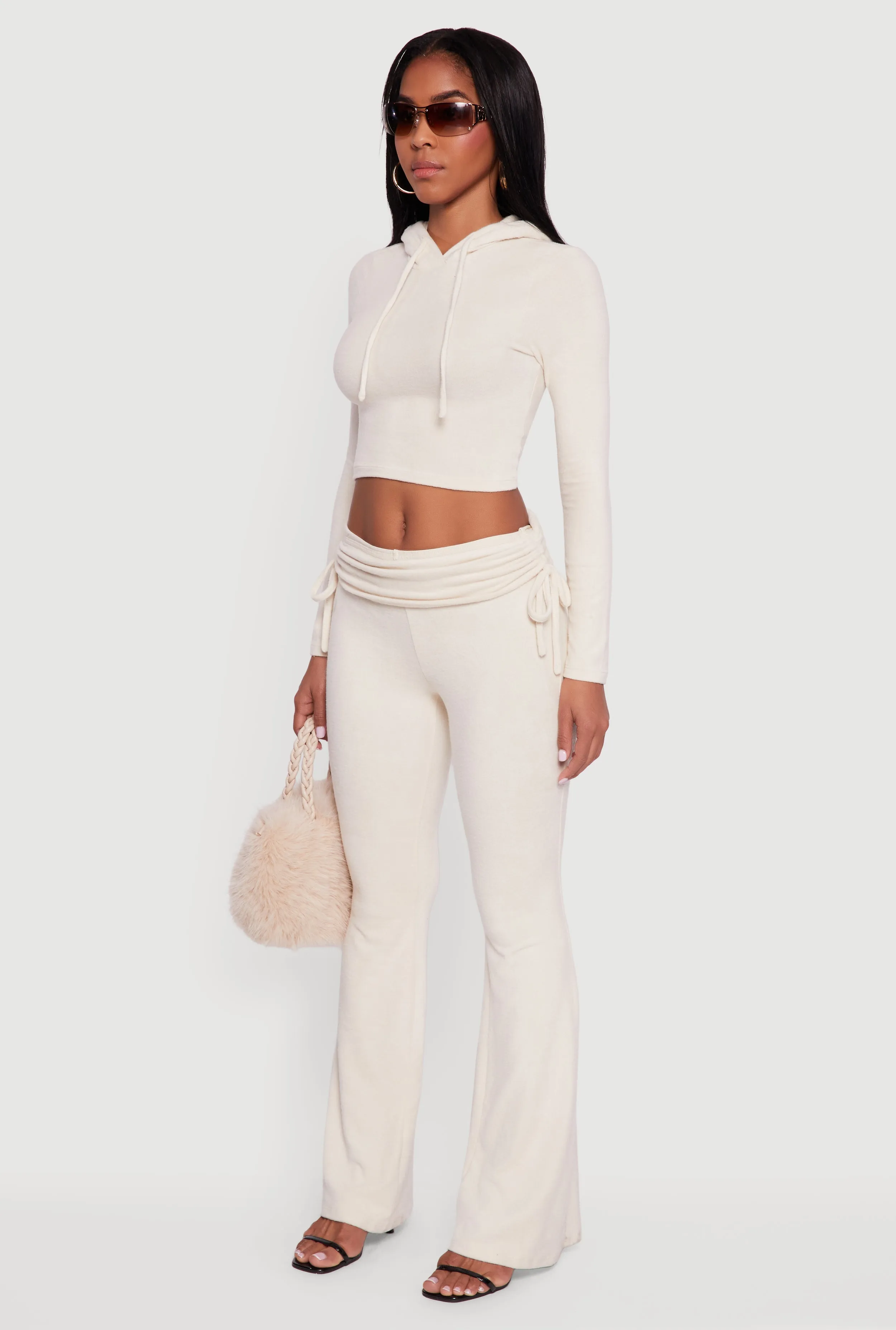 Long Sleeve Pullover Cropped Hoodie sold by Rainbow product image thumbnail 5