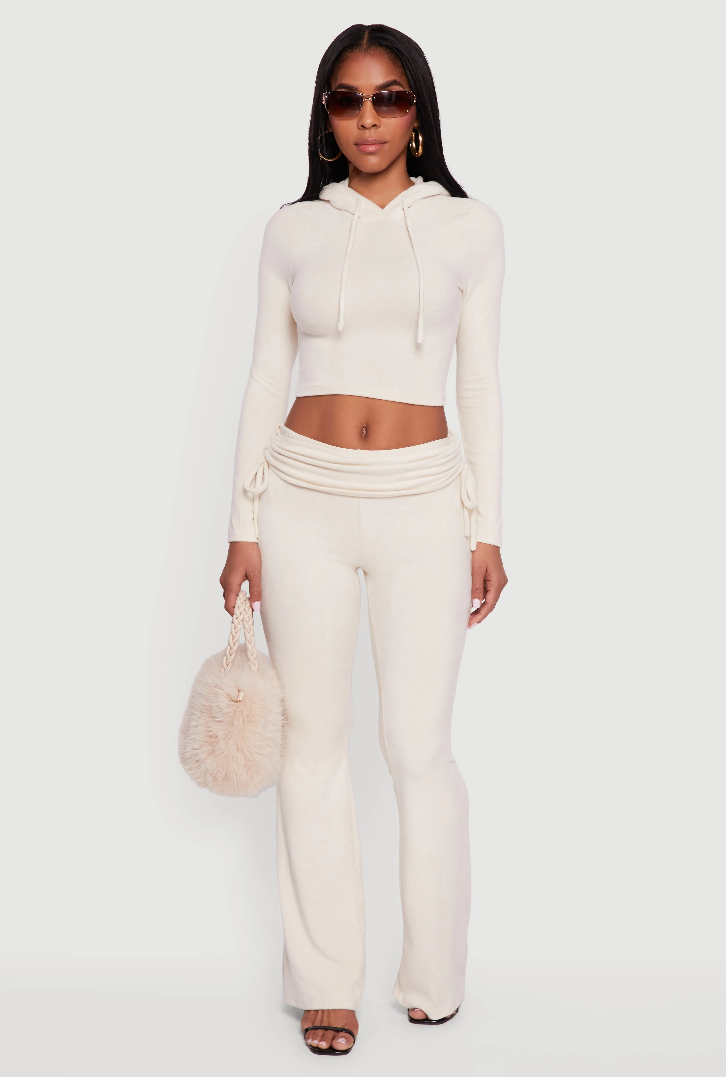 Long Sleeve Pullover Cropped Hoodie sold by Rainbow product image thumbnail 2