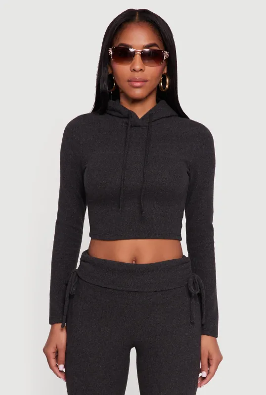 Long Sleeve Pullover Cropped Hoodie sold by Rainbow