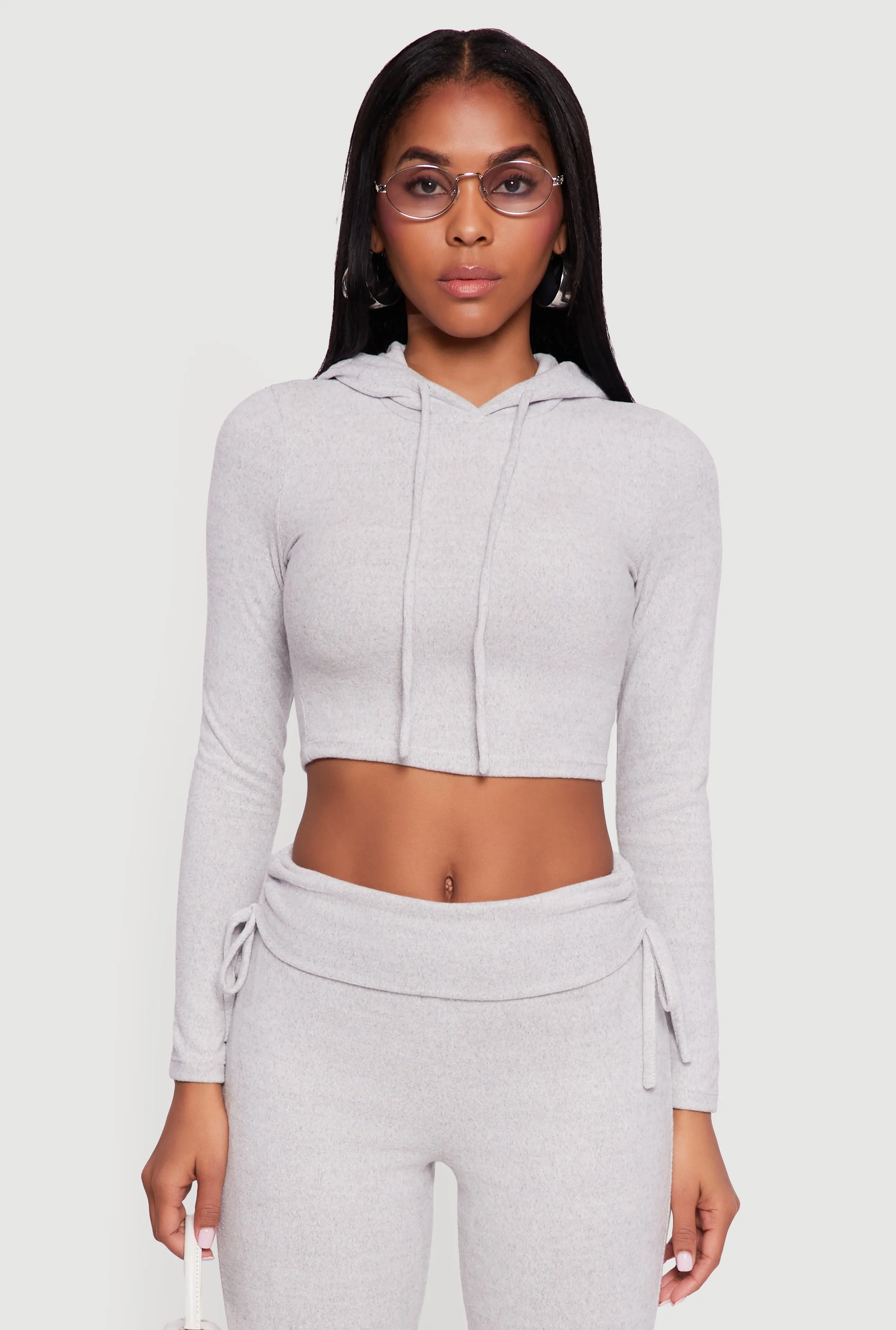 Long Sleeve Pullover Cropped Hoodie sold by Rainbow
