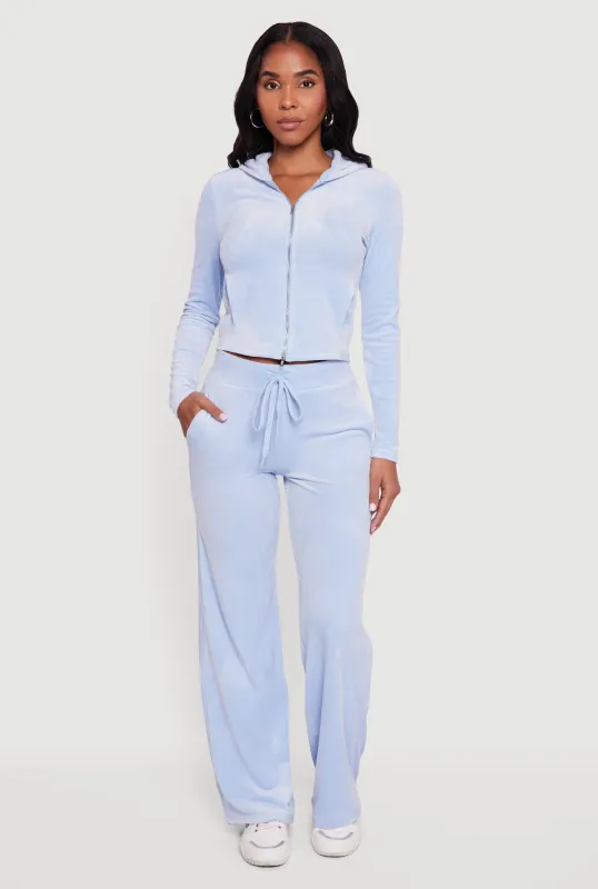 Drawstring High Waisted Velour Sweatpants sold by Rainbow