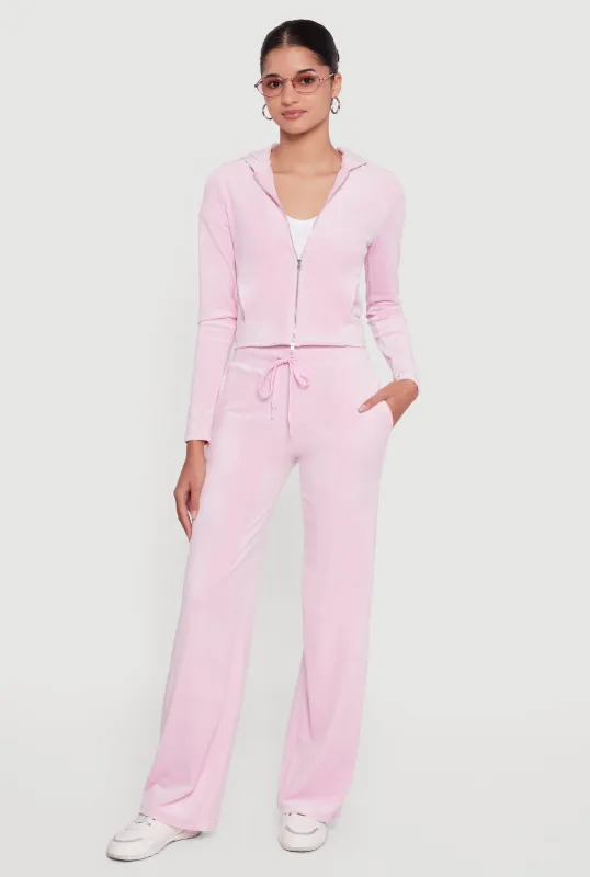 Drawstring High Waisted Velour Sweatpants sold by Rainbow