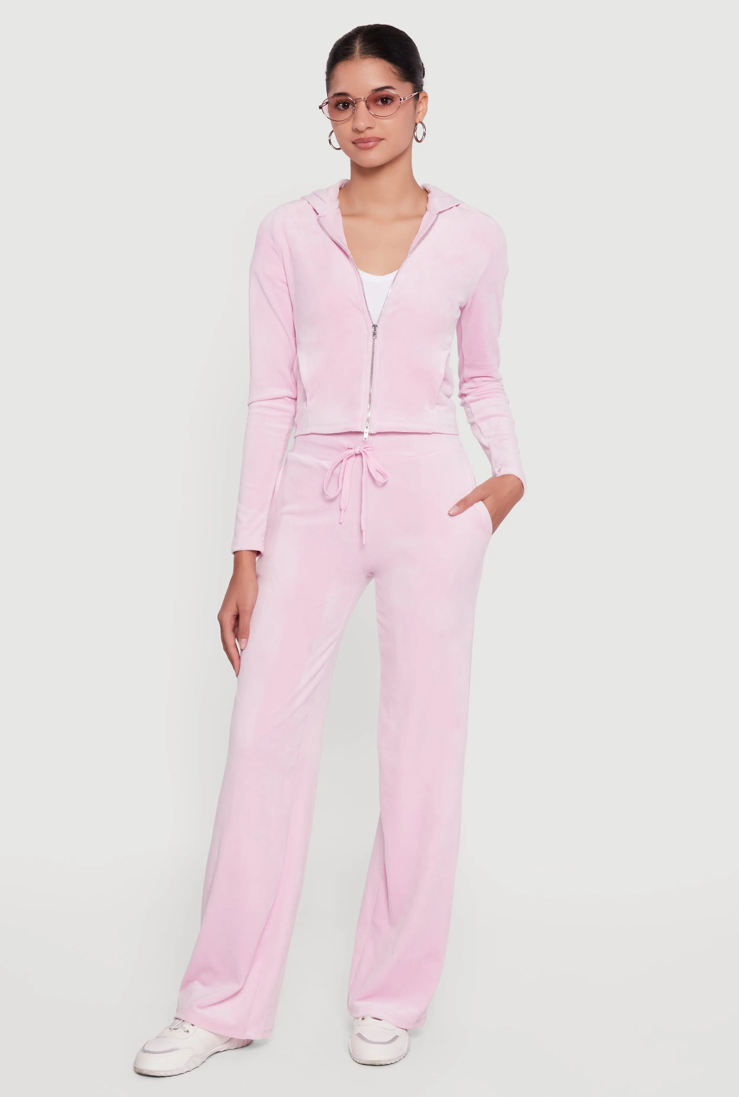 Drawstring High Waisted Velour Sweatpants sold by Rainbow