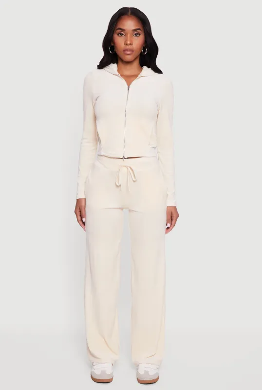 Drawstring High Waisted Velour Sweatpants sold by Rainbow