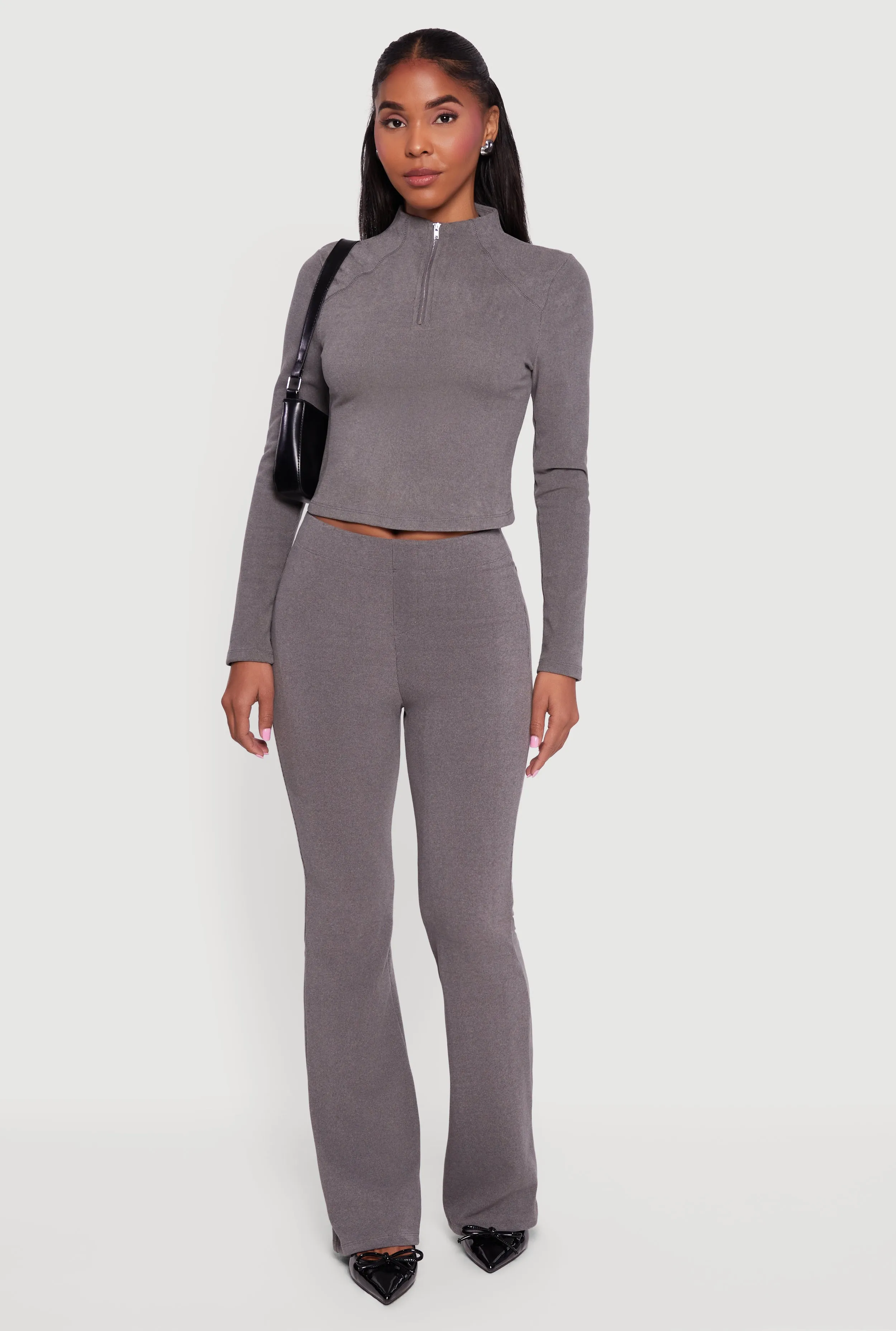 Brushed Rib Knit Long Sleeve Mock Neck Sweatshirt sold by Rainbow product image thumbnail 3