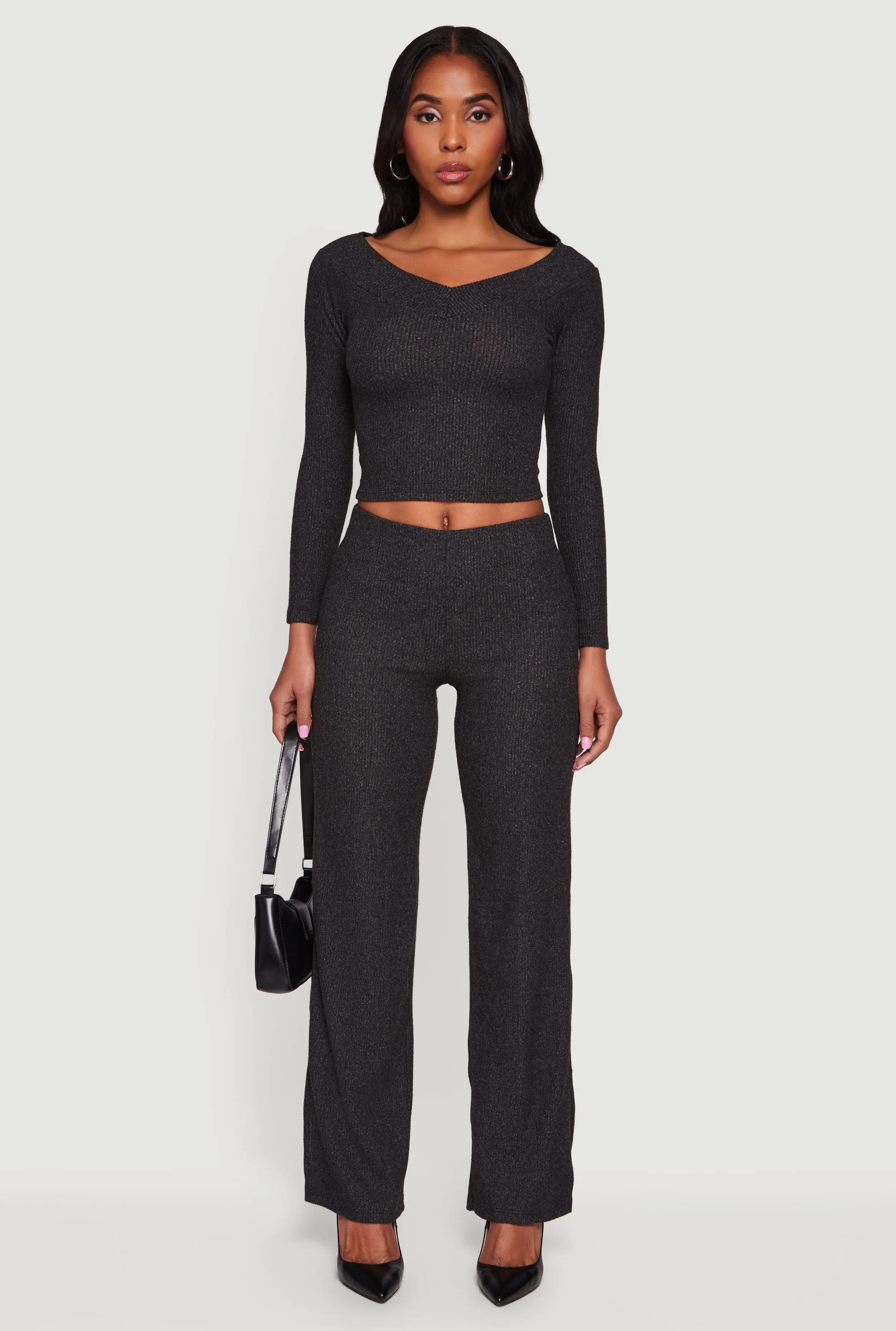 Ribbed Knit Straight Leg Pull On Pants sold by Rainbow product image thumbnail 2