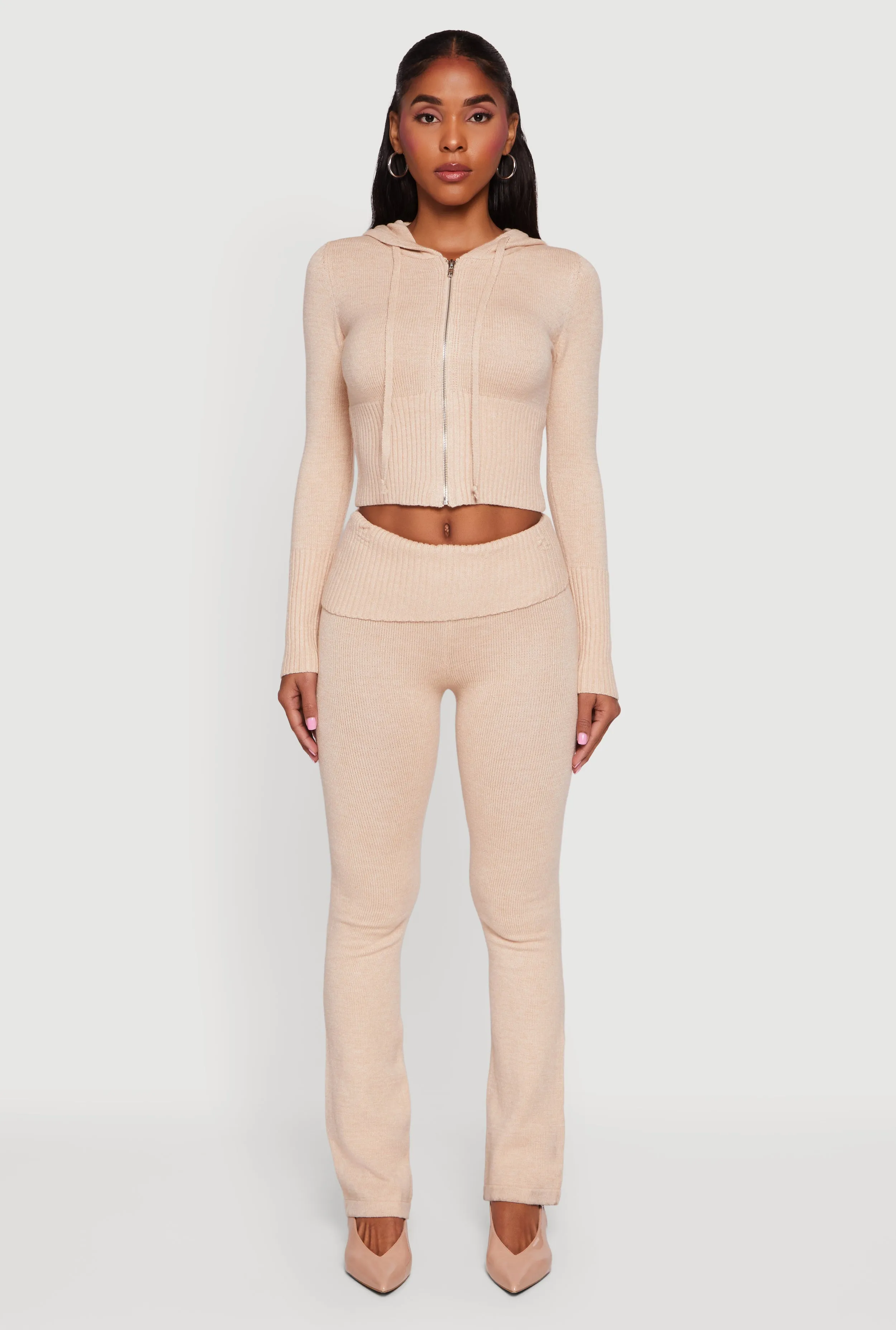 Zip Front Hooded Cropped Sweater sold by Rainbow product image thumbnail 2