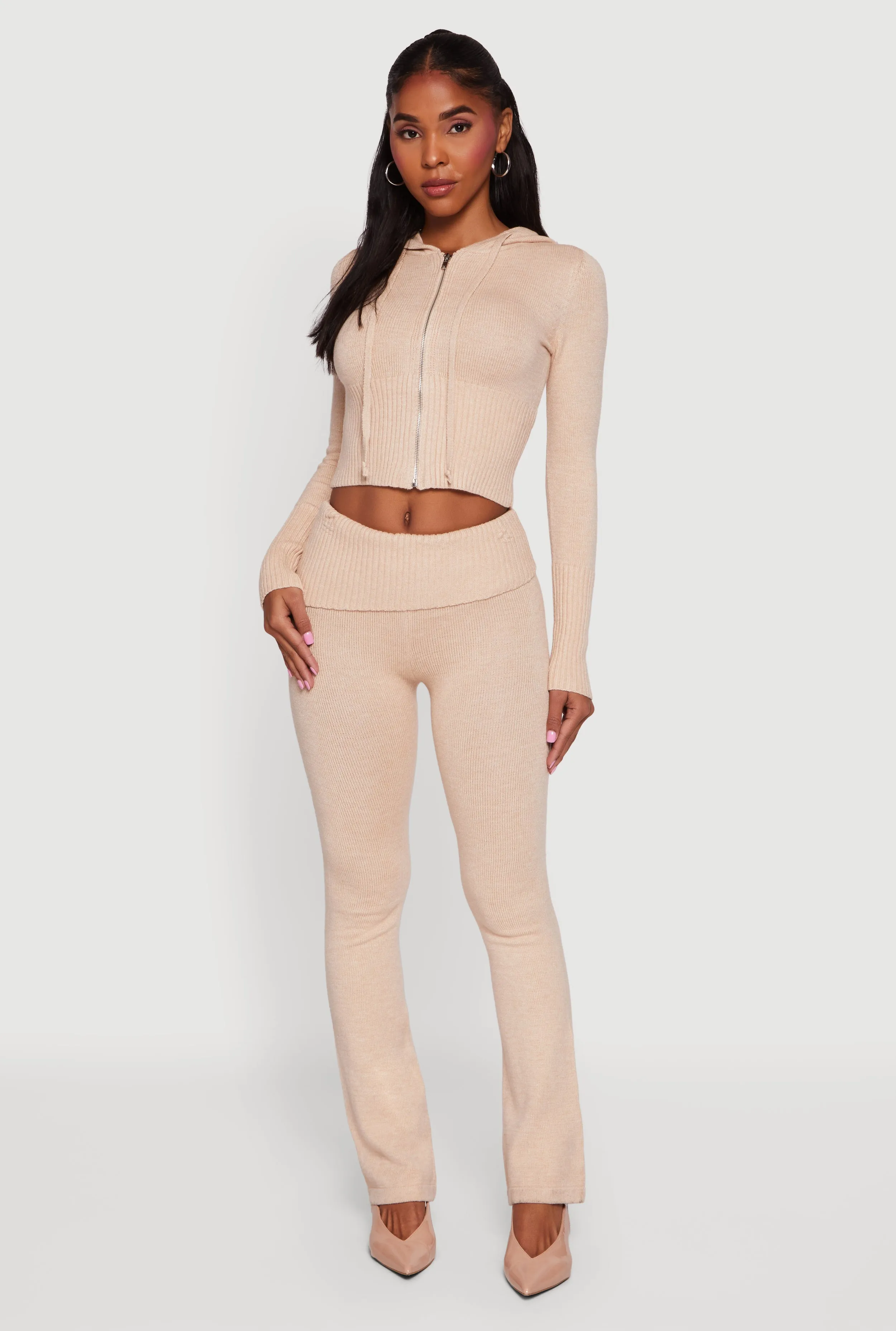 Zip Front Hooded Cropped Sweater sold by Rainbow product image thumbnail 3