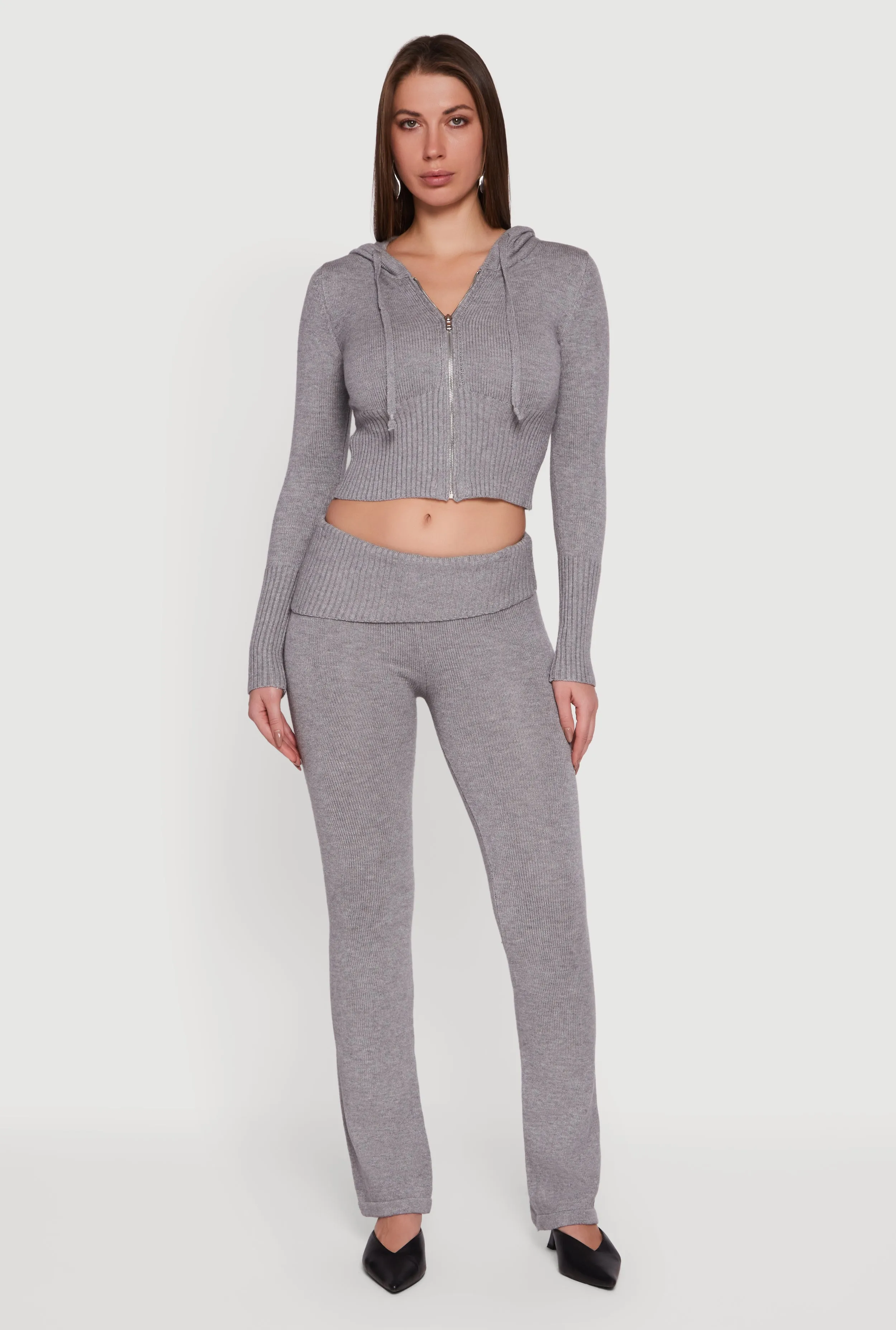 Zip Front Hooded Cropped Sweater sold by Rainbow product image thumbnail 2