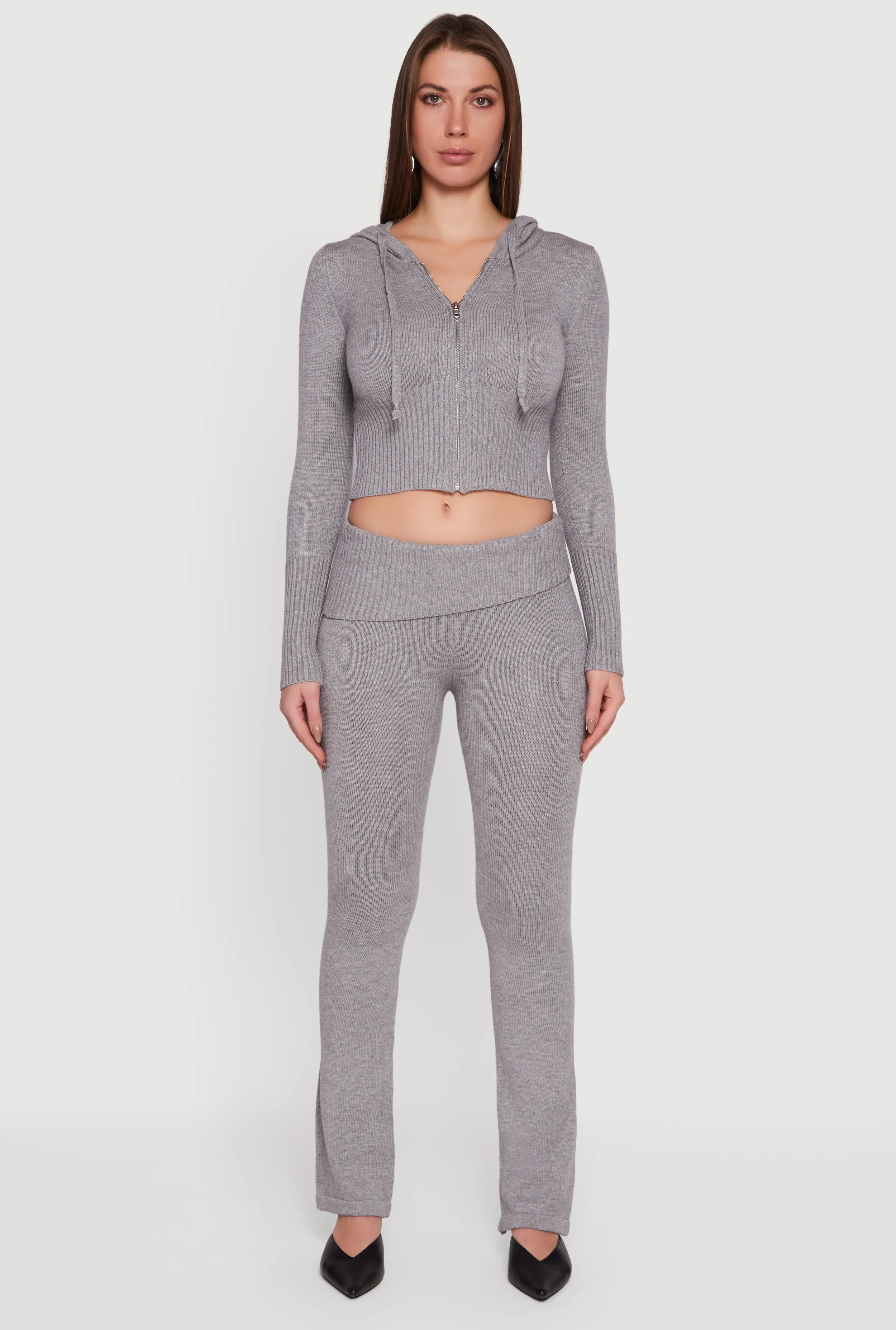 Zip Front Hooded Cropped Sweater sold by Rainbow product image thumbnail 3