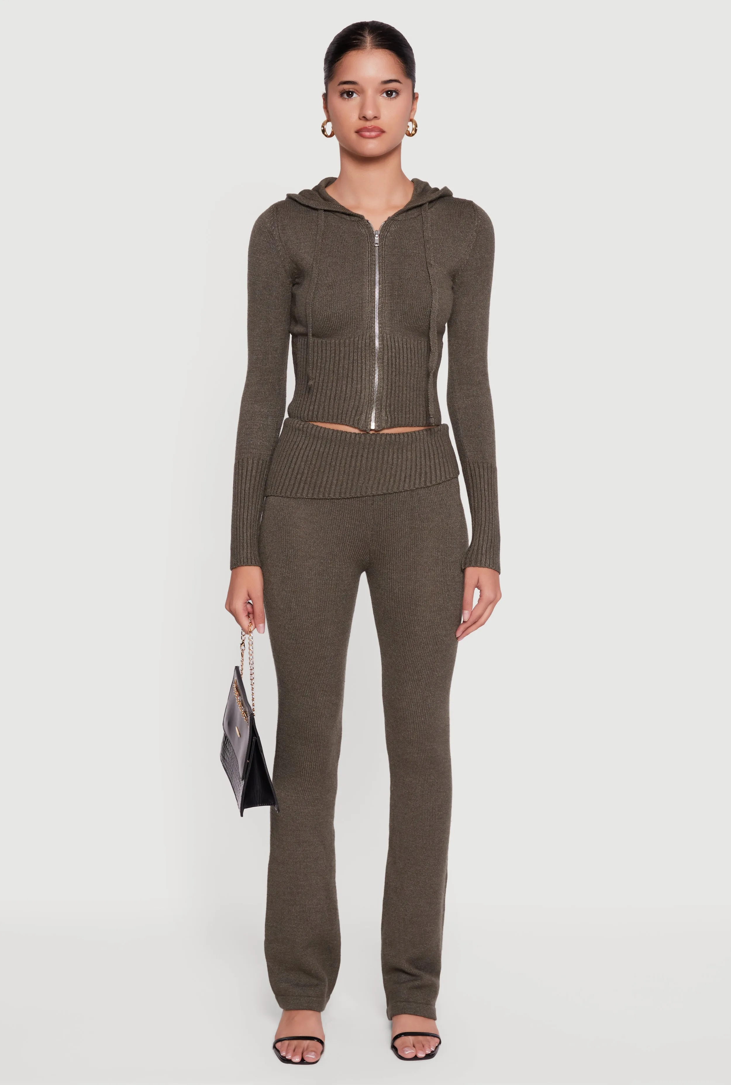 Zip Front Hooded Cropped Sweater sold by Rainbow product image thumbnail 3