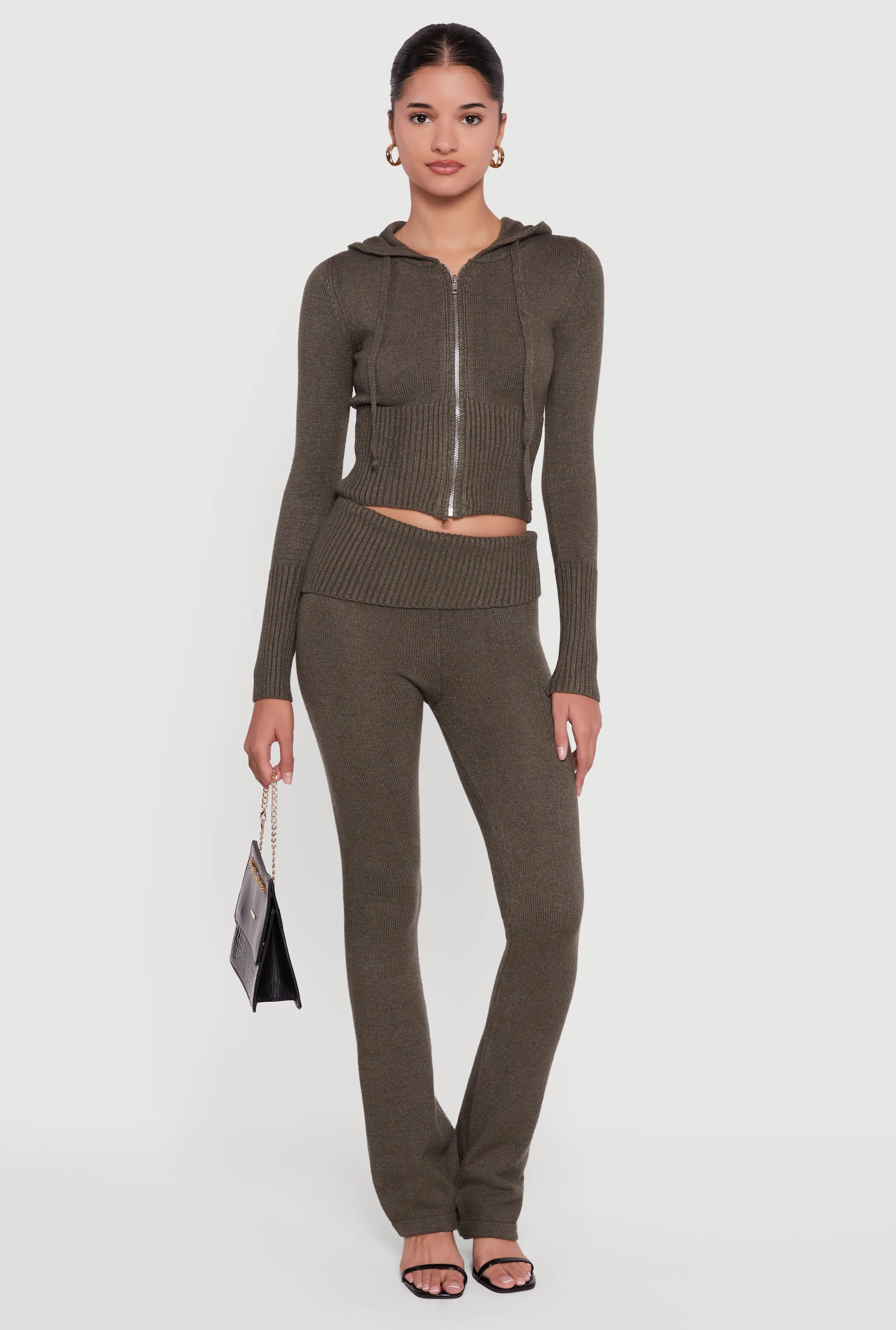 Zip Front Hooded Cropped Sweater sold by Rainbow product image thumbnail 2