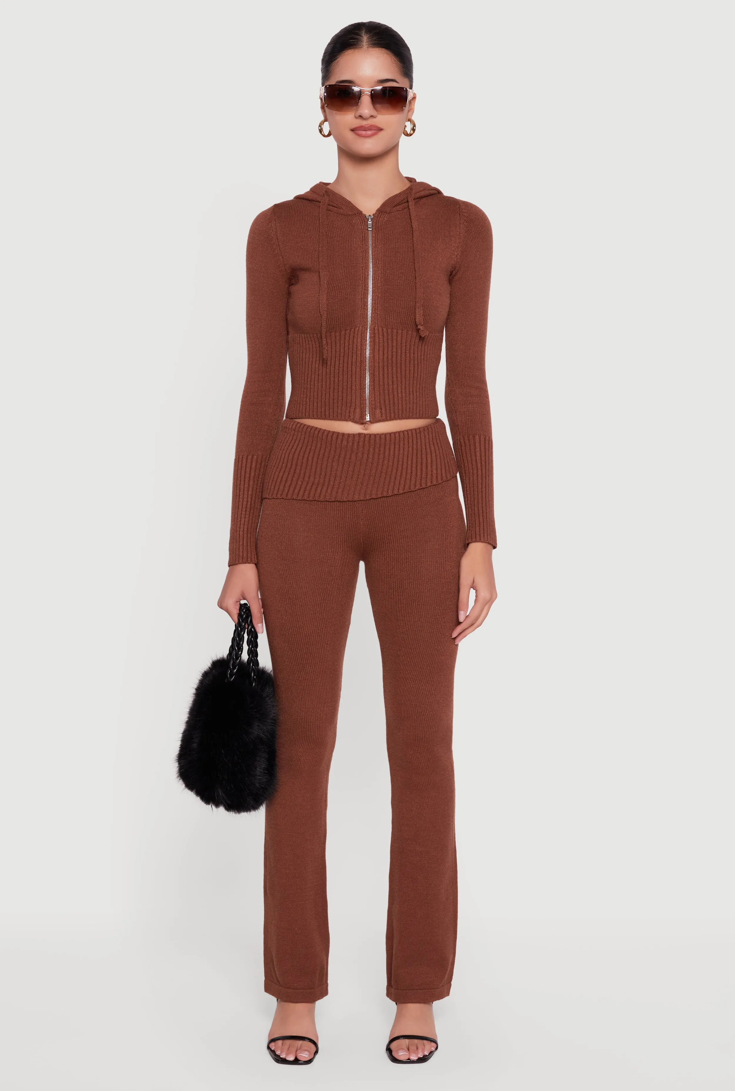 Zip Front Hooded Cropped Sweater sold by Rainbow product image thumbnail 3