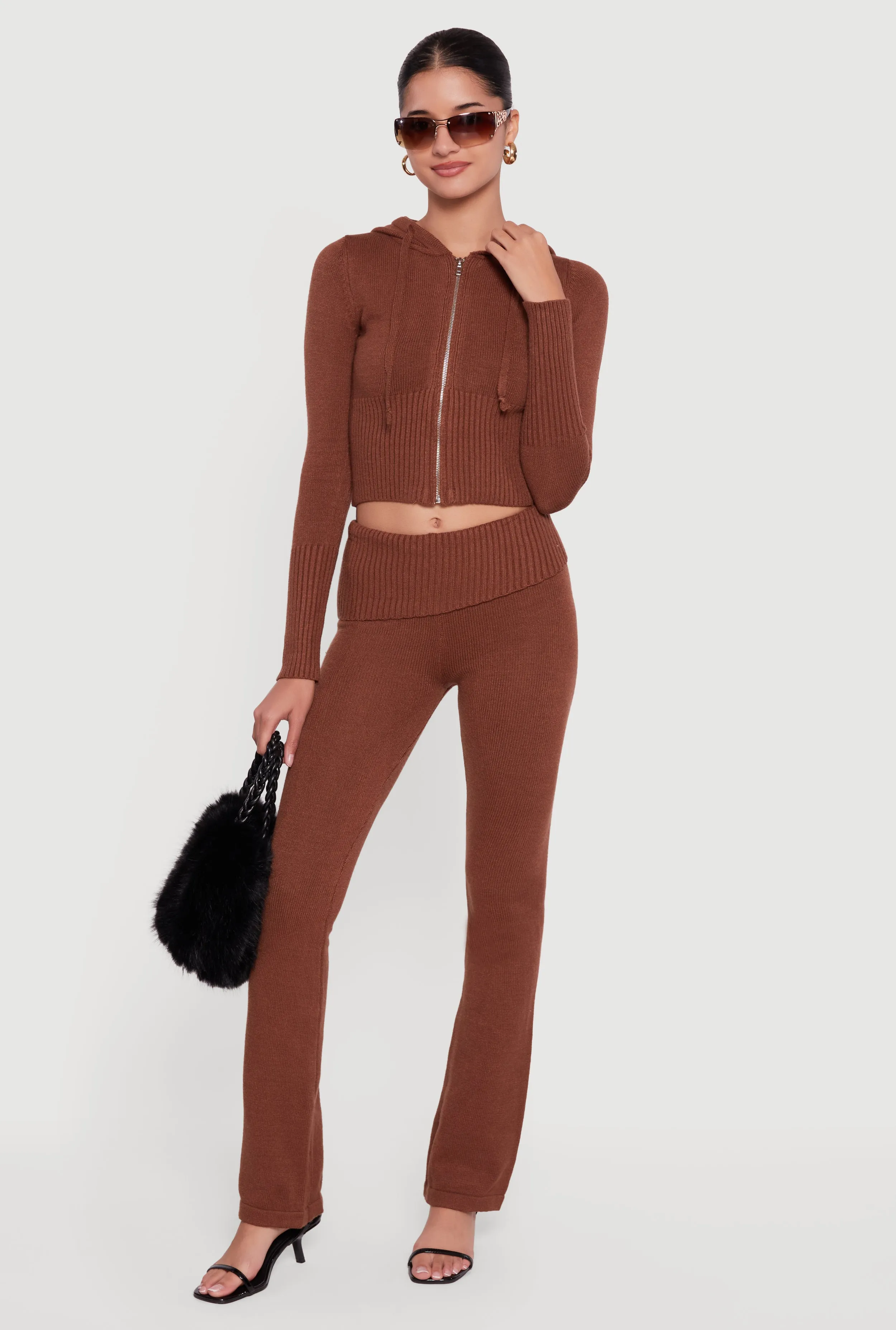 Zip Front Hooded Cropped Sweater sold by Rainbow product image thumbnail 2