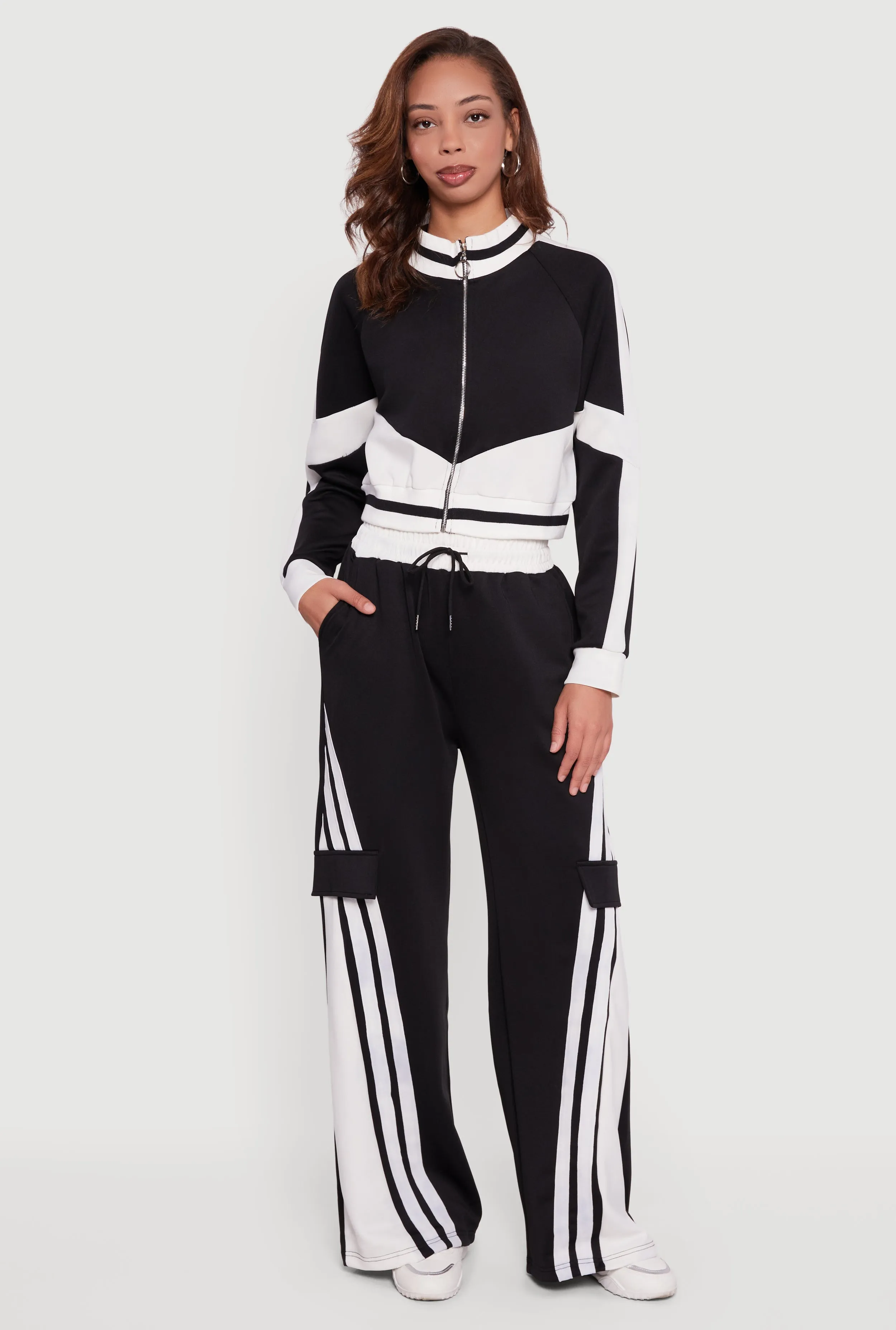 High Waisted Stripe Detail Wide Leg Active Pants sold by Rainbow