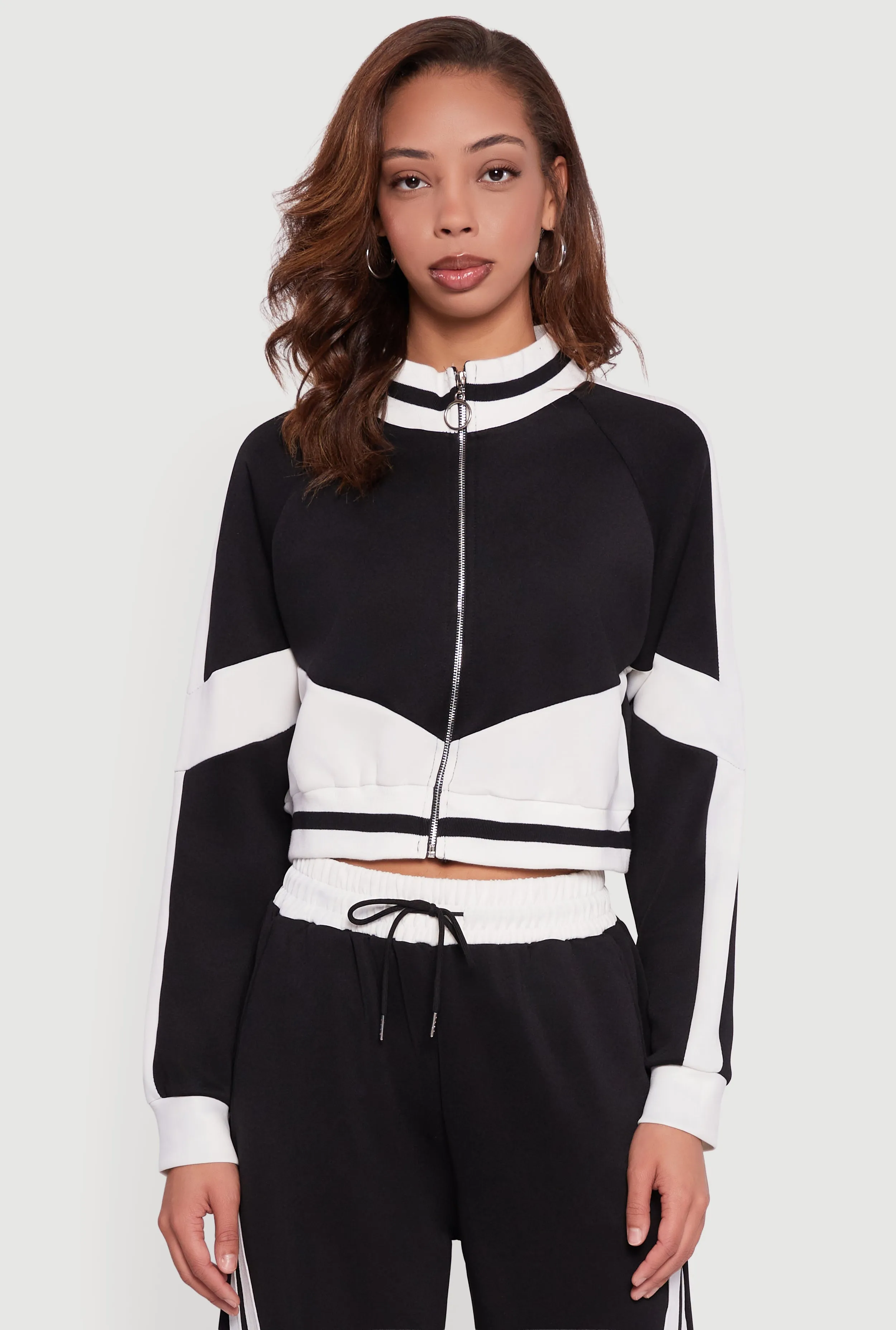Color Blocked Detail Zip Front Track Jacket sold by Rainbow