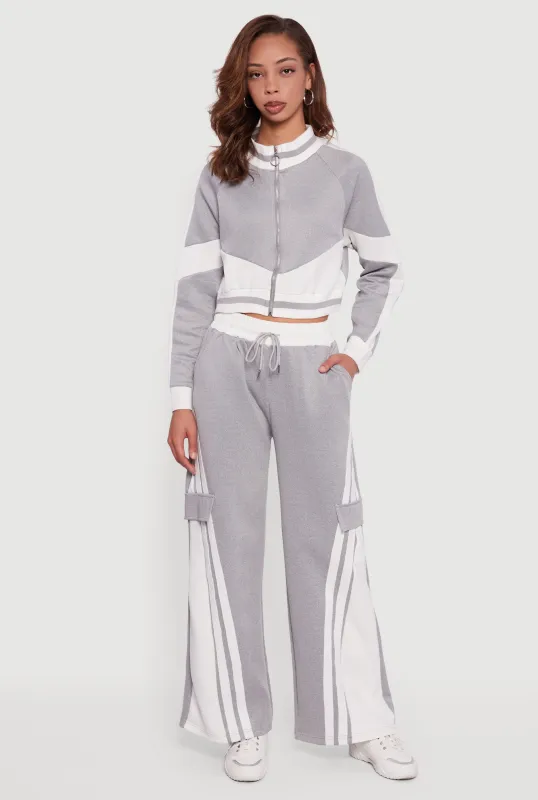 High Waisted Stripe Detail Wide Leg Active Pants sold by Rainbow