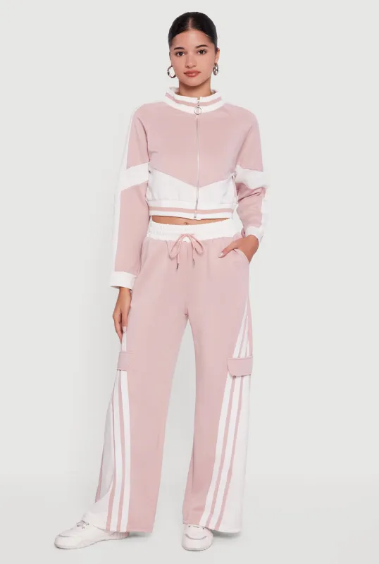 High Waisted Stripe Detail Wide Leg Active Pants sold by Rainbow