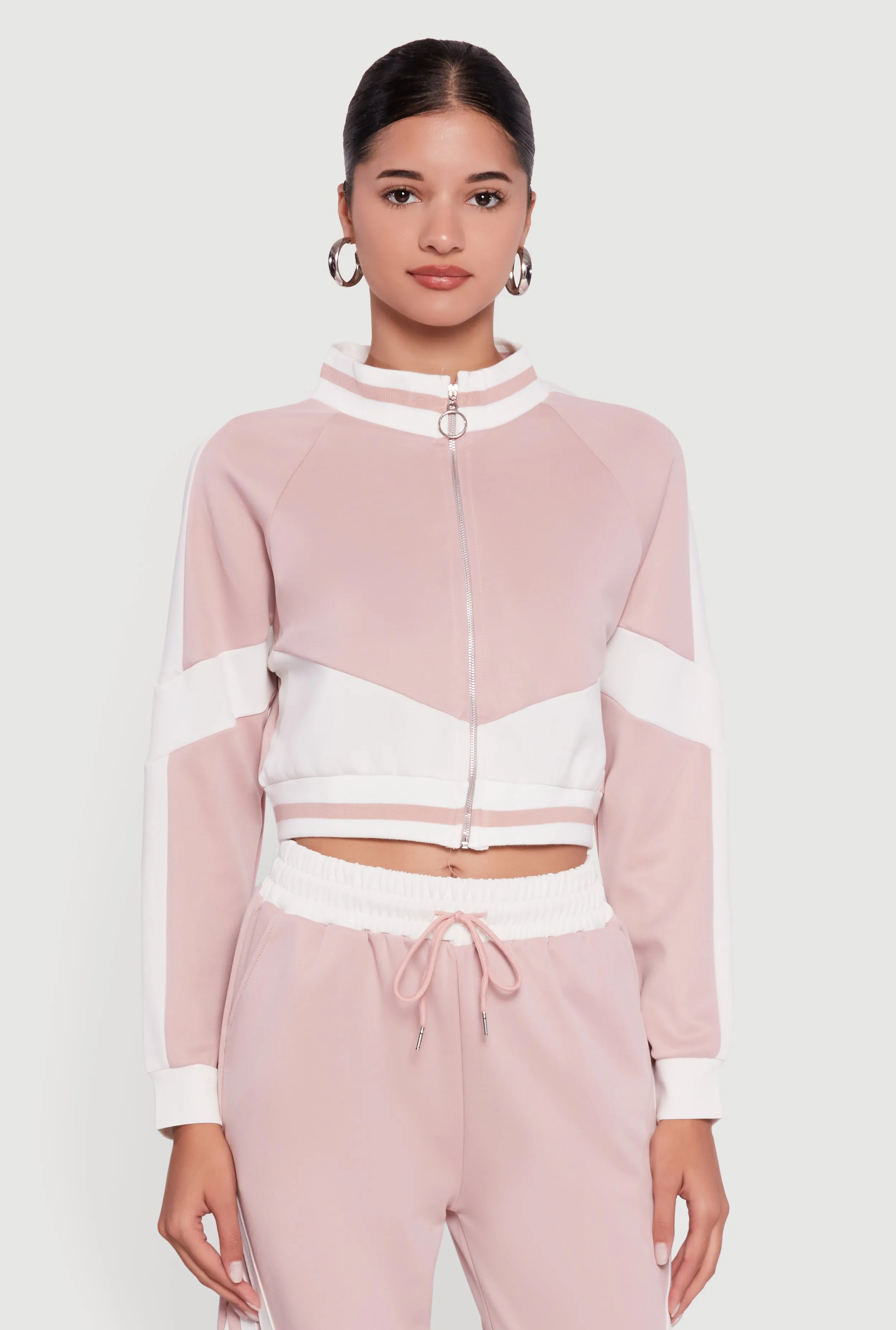 Color Blocked Detail Zip Front Track Jacket sold by Rainbow