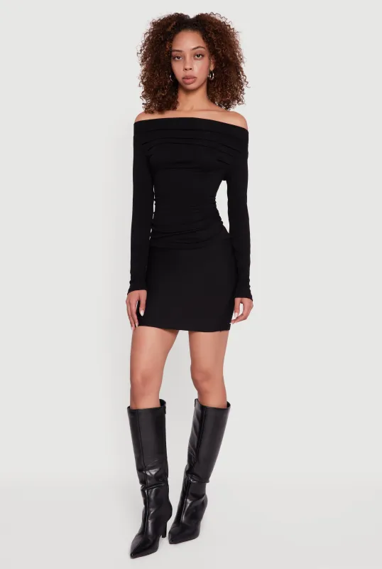 Long Sleeve Off the Shoulder Side Ruched Blouse sold by Rainbow