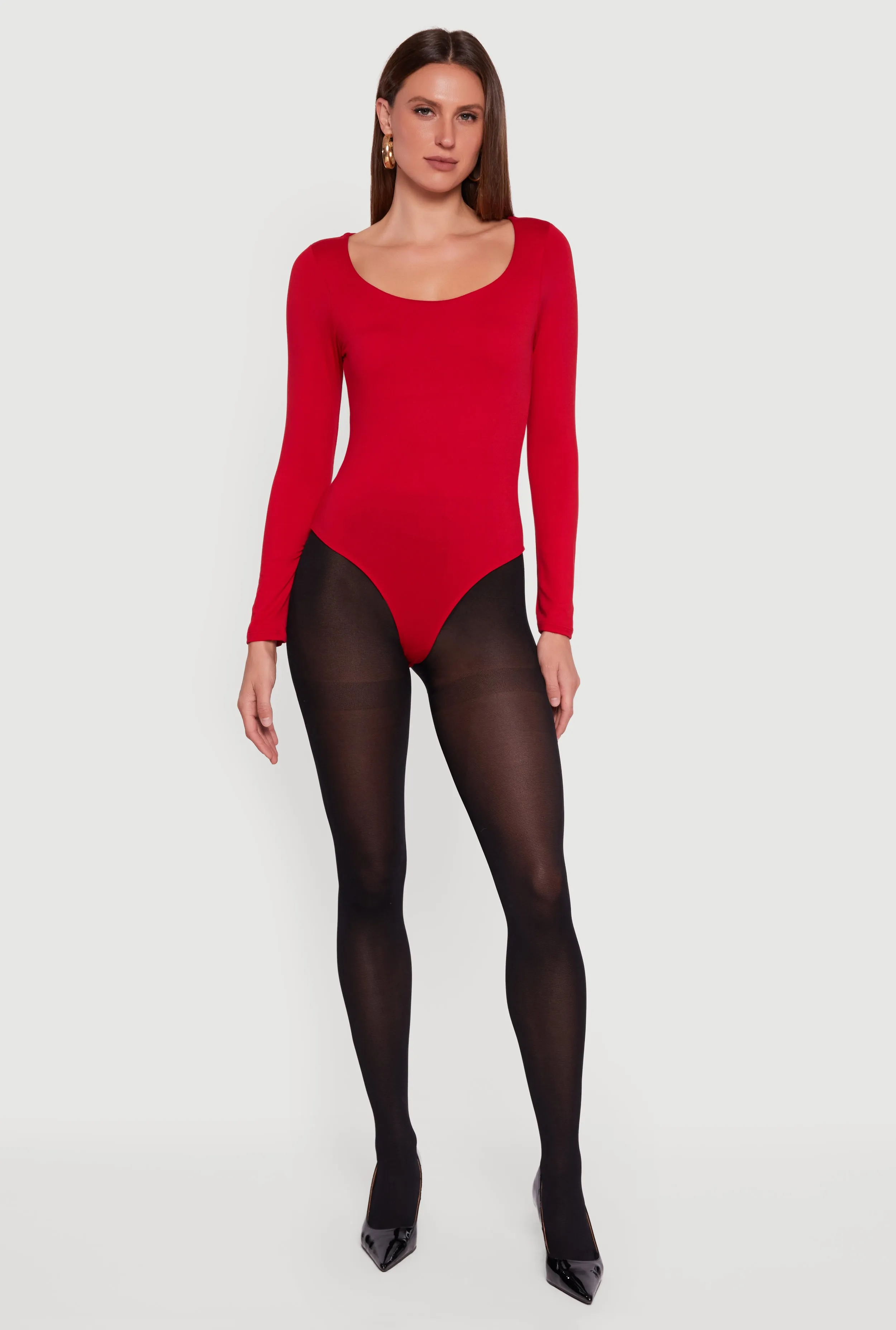 Doubled Brushed Knit Long Sleeve Scoop Neck Bodysuit sold by Rainbow product image thumbnail 3