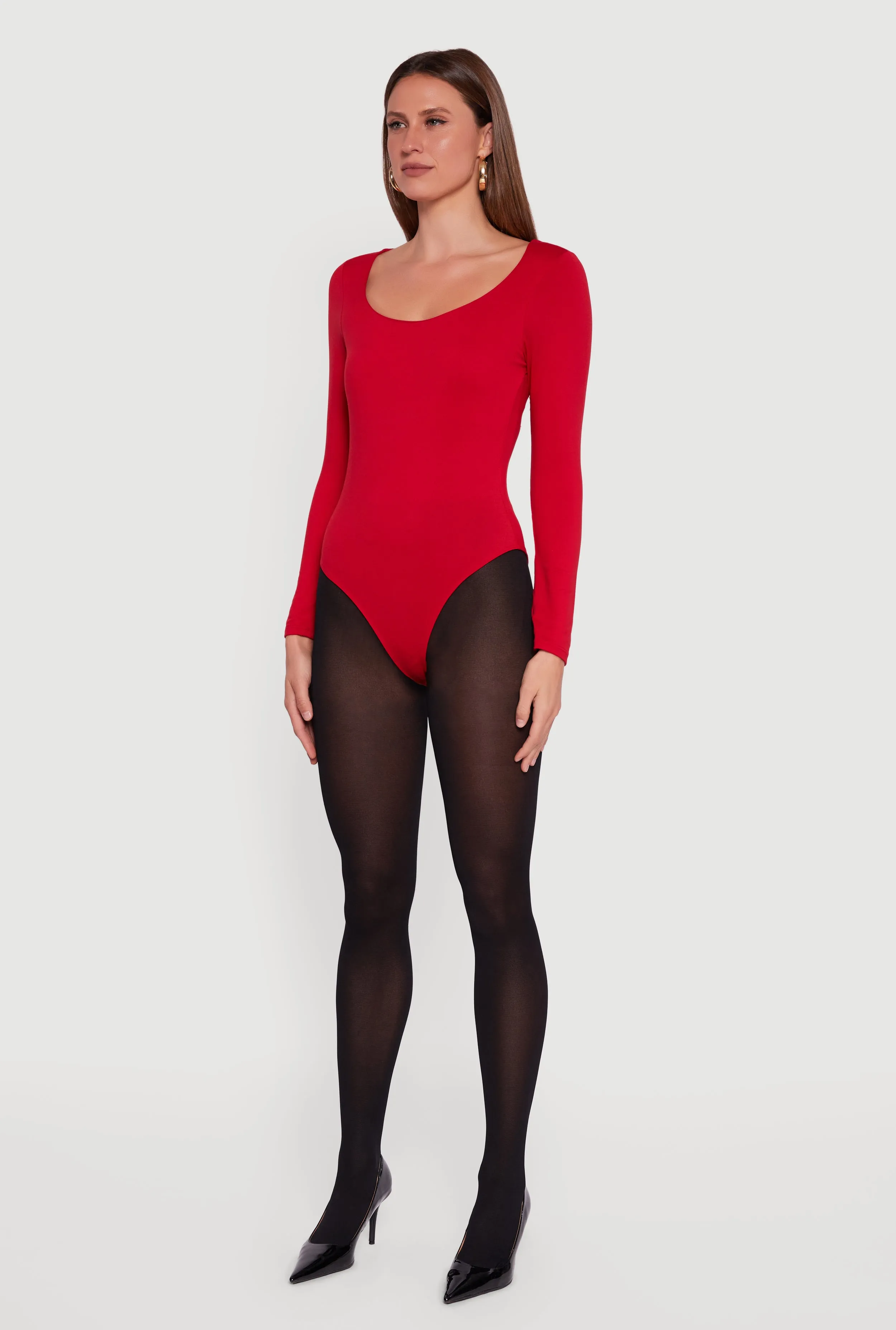 Doubled Brushed Knit Long Sleeve Scoop Neck Bodysuit sold by Rainbow product image thumbnail 5