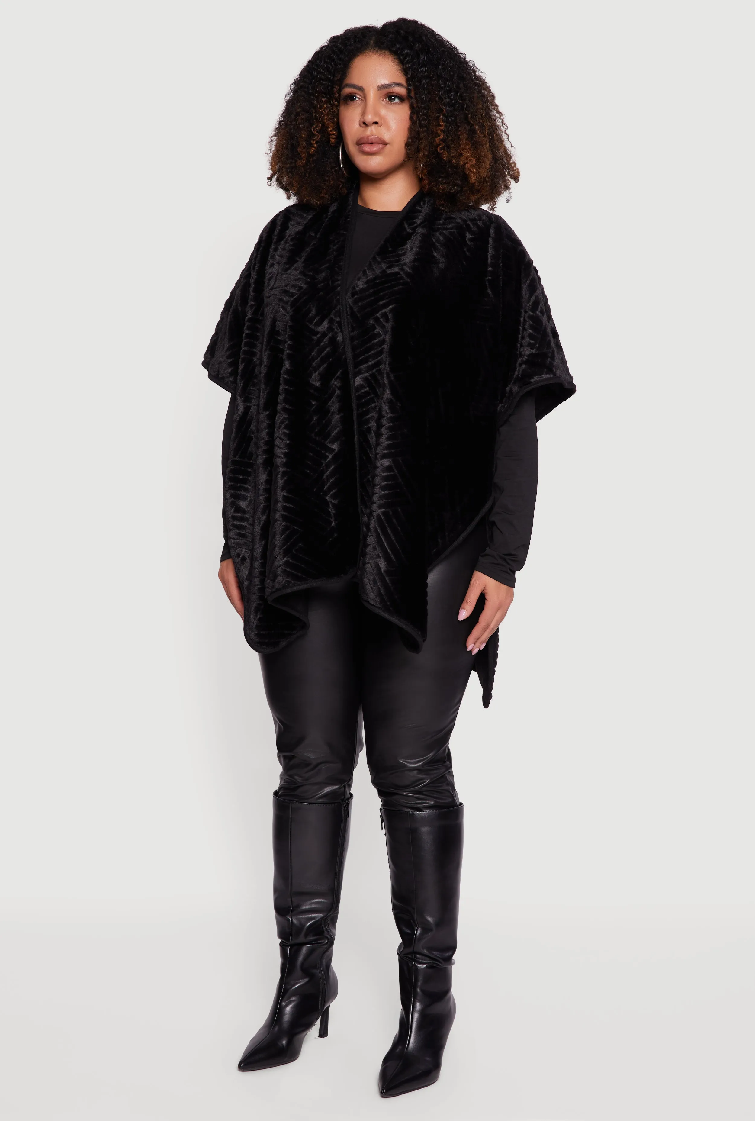 Faux Fur Open Front Poncho sold by Rainbow product image thumbnail 3