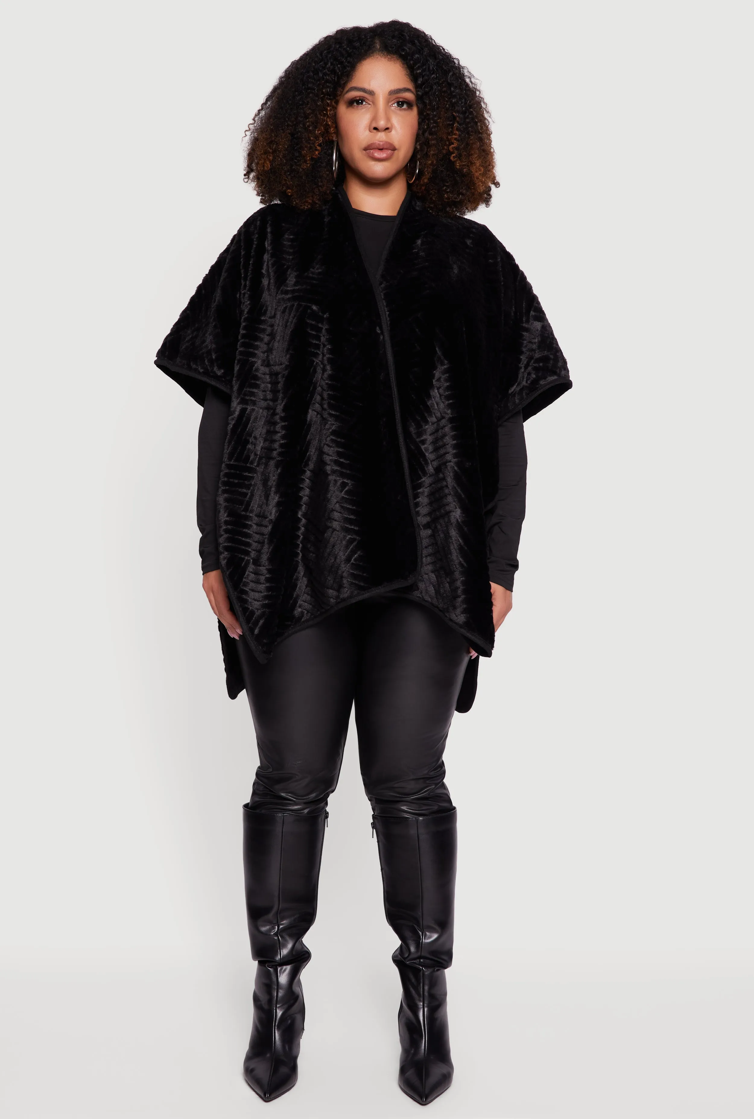 Faux Fur Open Front Poncho sold by Rainbow product image thumbnail 2