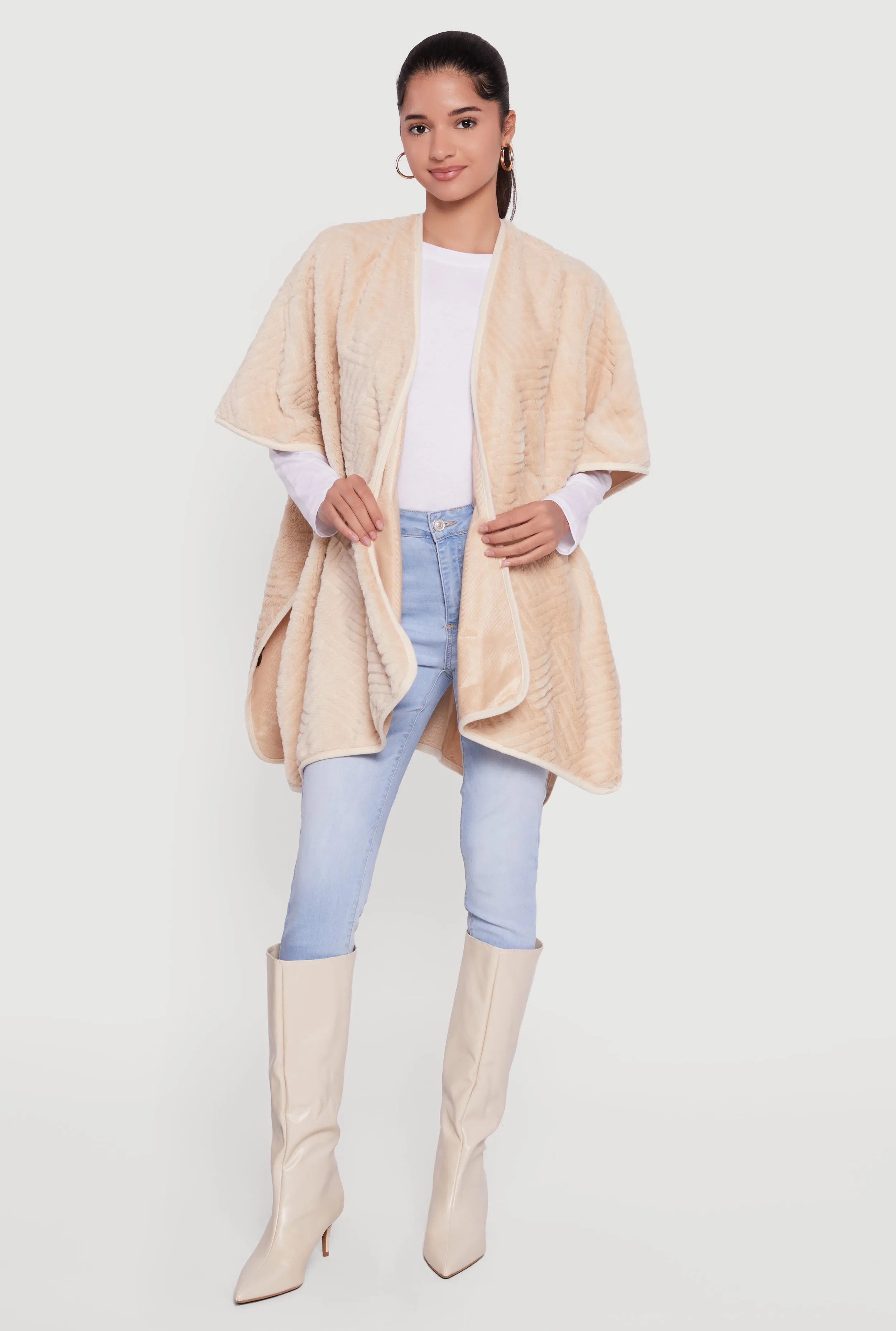 Faux Fur Open Front Poncho sold by Rainbow product image thumbnail 2