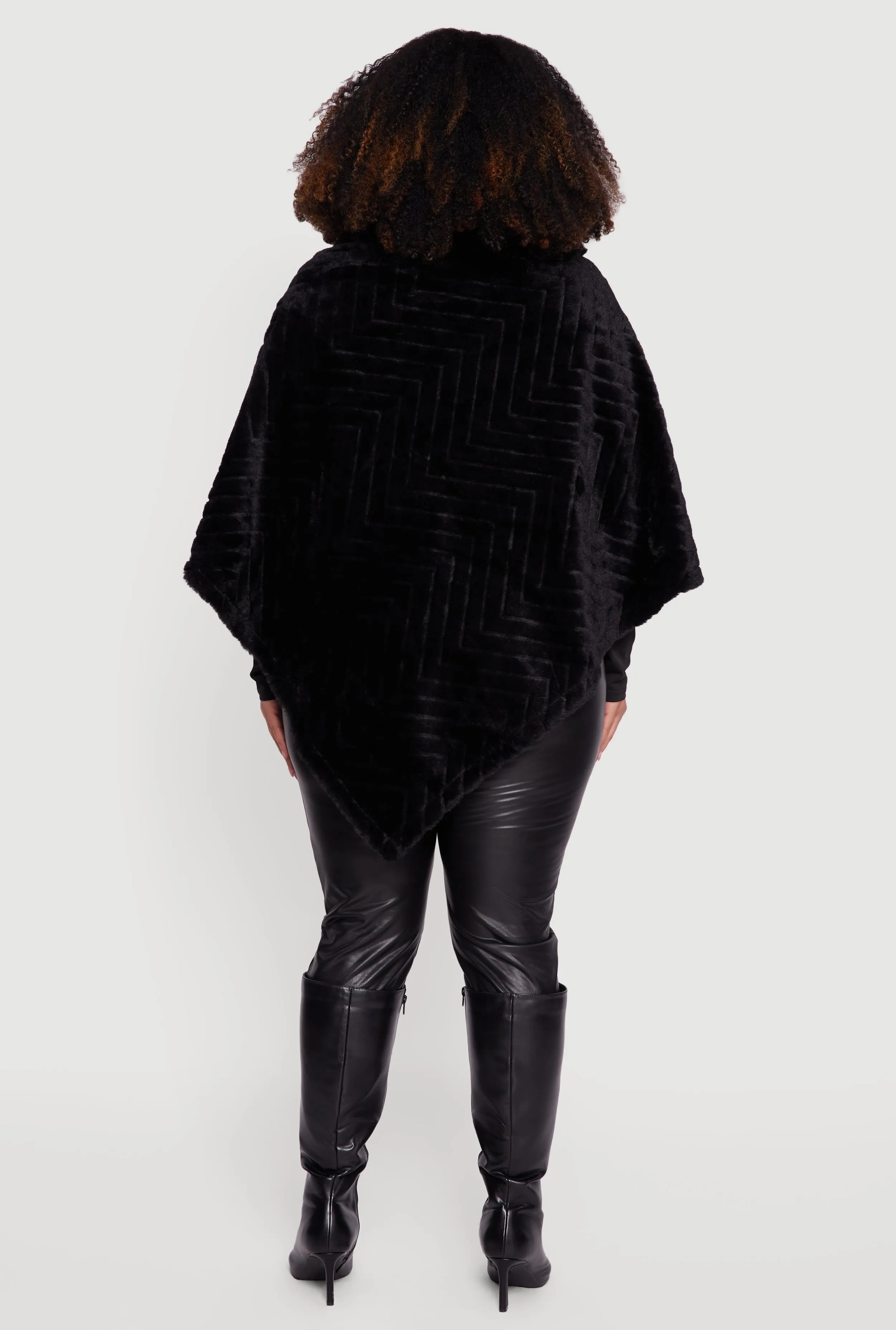 Chevron Embossed Faux Fur Poncho sold by Rainbow product image thumbnail 5