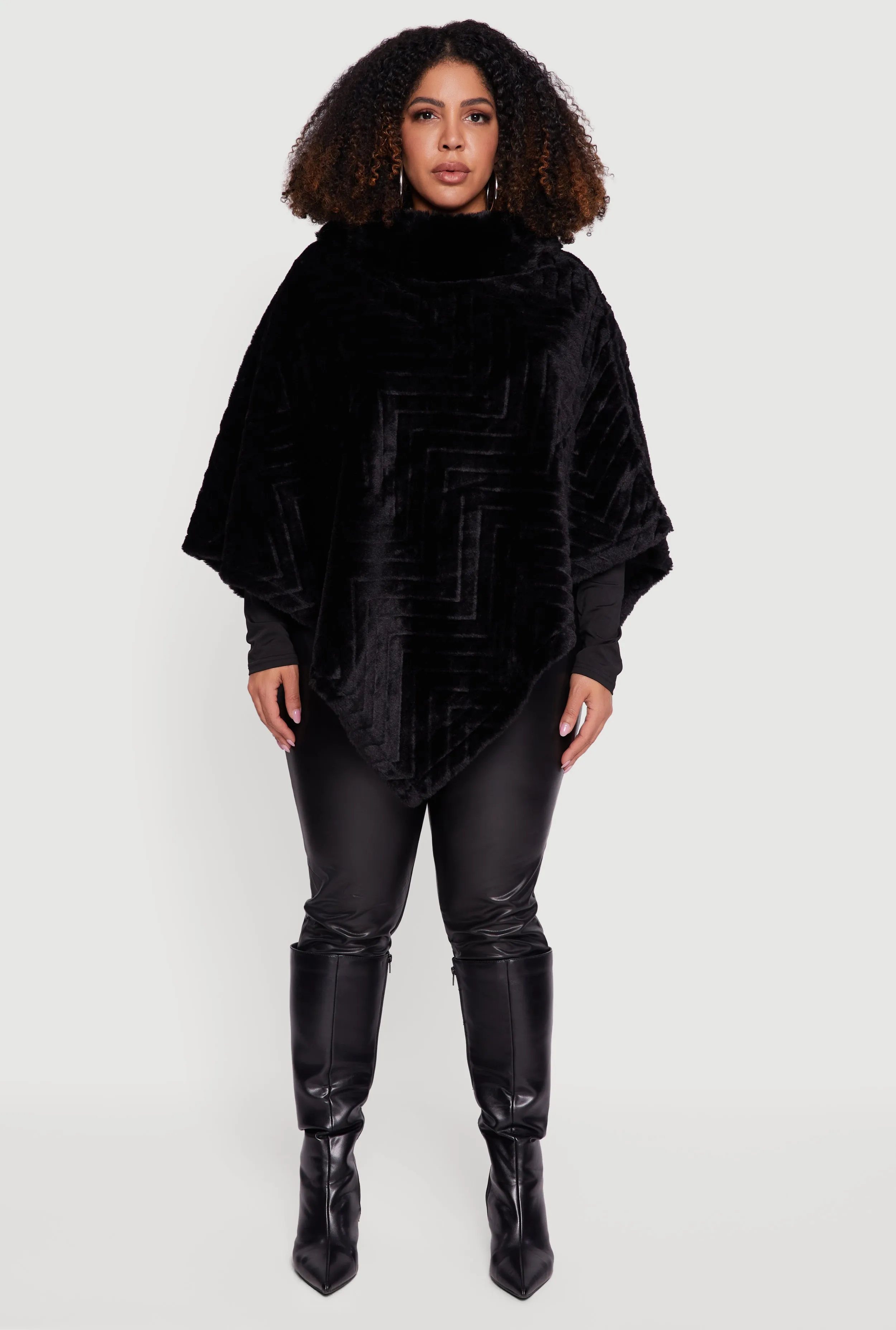 Chevron Embossed Faux Fur Poncho sold by Rainbow product image thumbnail 2