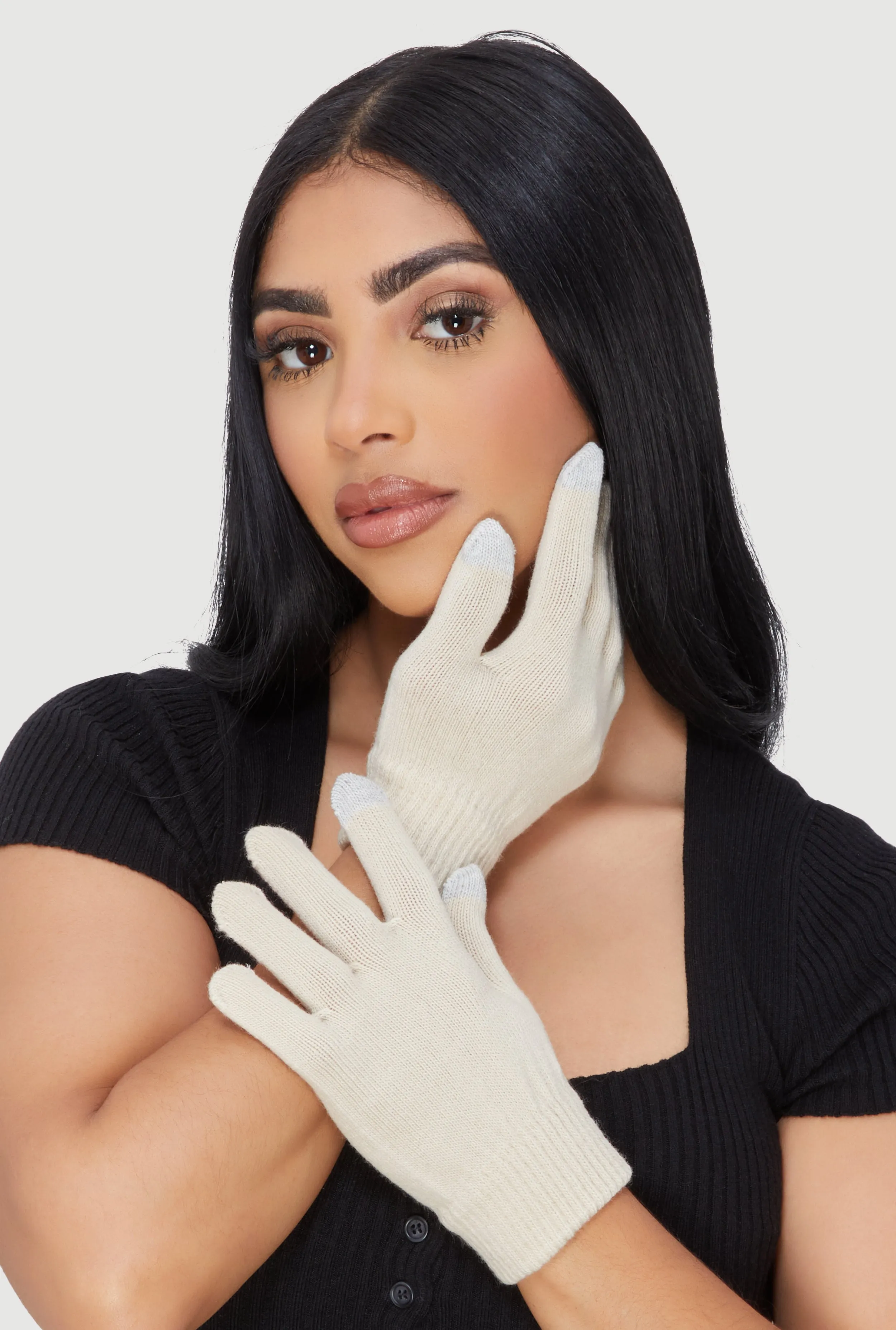 Ribbed Knit Texting Gloves sold by Rainbow product image thumbnail 2