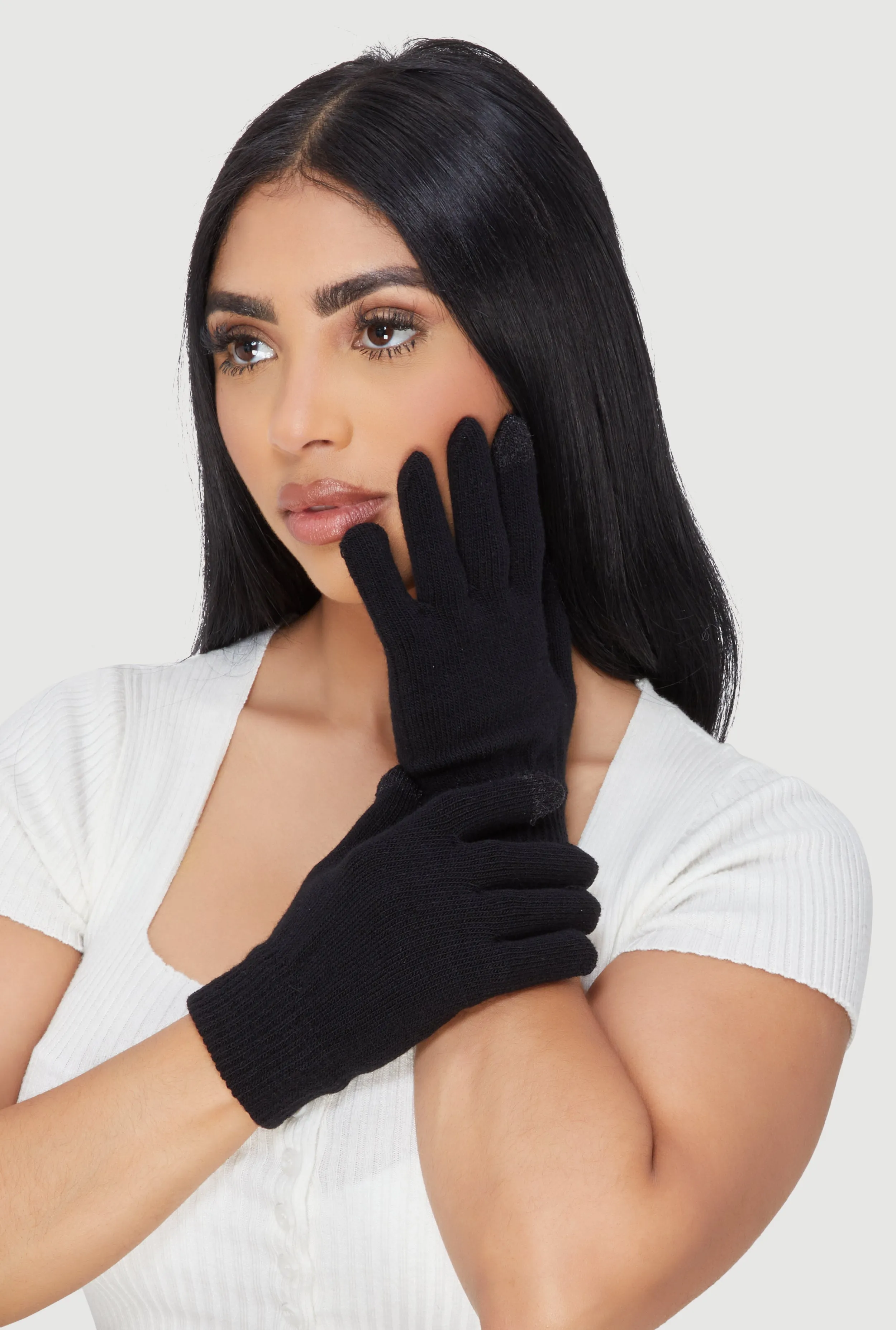 Ribbed Knit Texting Gloves sold by Rainbow product image thumbnail 2