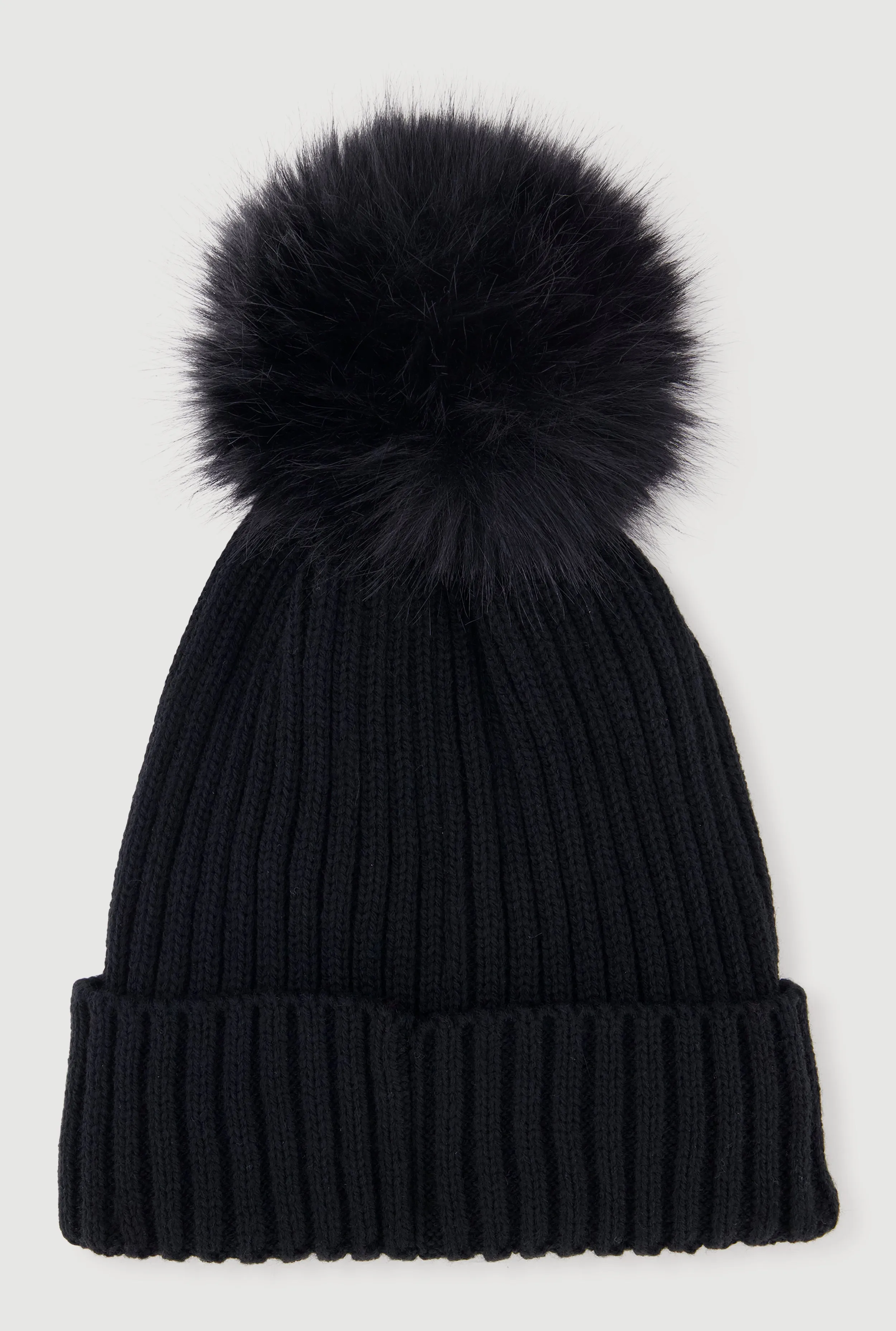 Trendy Faux Fur Pom Pom Detail Ribbed Knit Beanie sold by Rainbow product image thumbnail 5