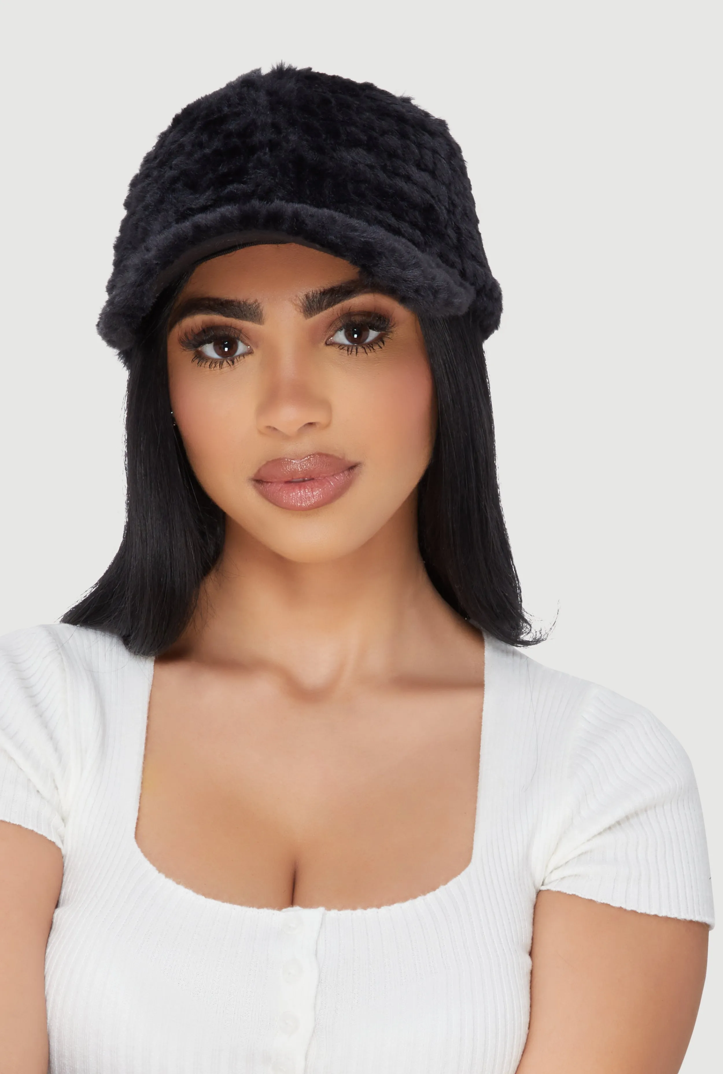 Faux Fur Baseball Cap sold by Rainbow product image thumbnail 2