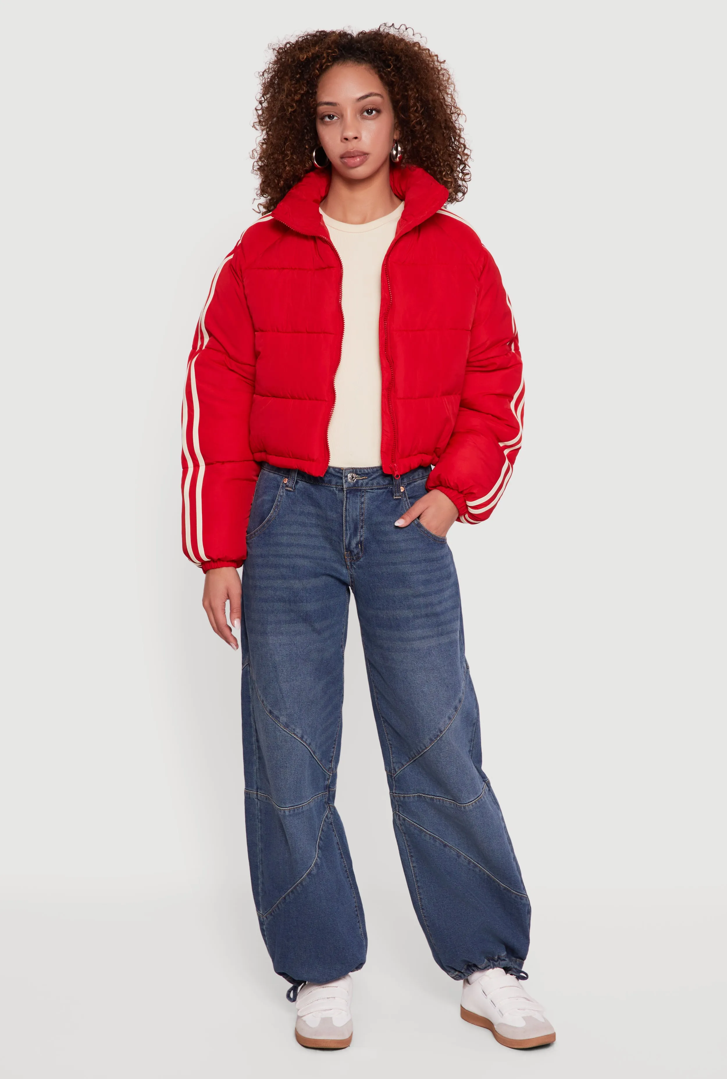 Stripe Detail Zip Front Puffer Jacket sold by Rainbow product image thumbnail 3