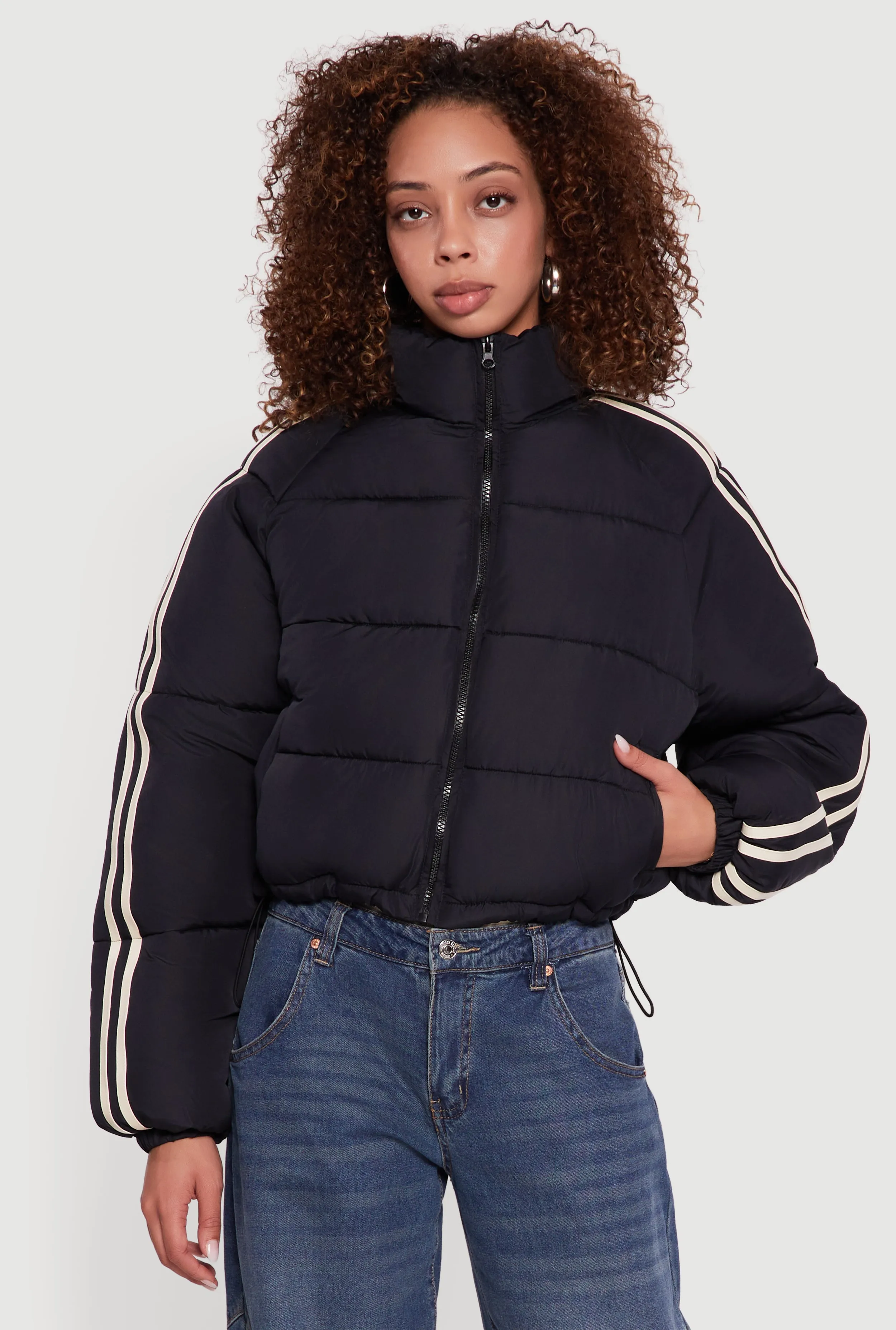 Stripe Detail Zip Front Puffer Jacket sold by Rainbow product image thumbnail 2