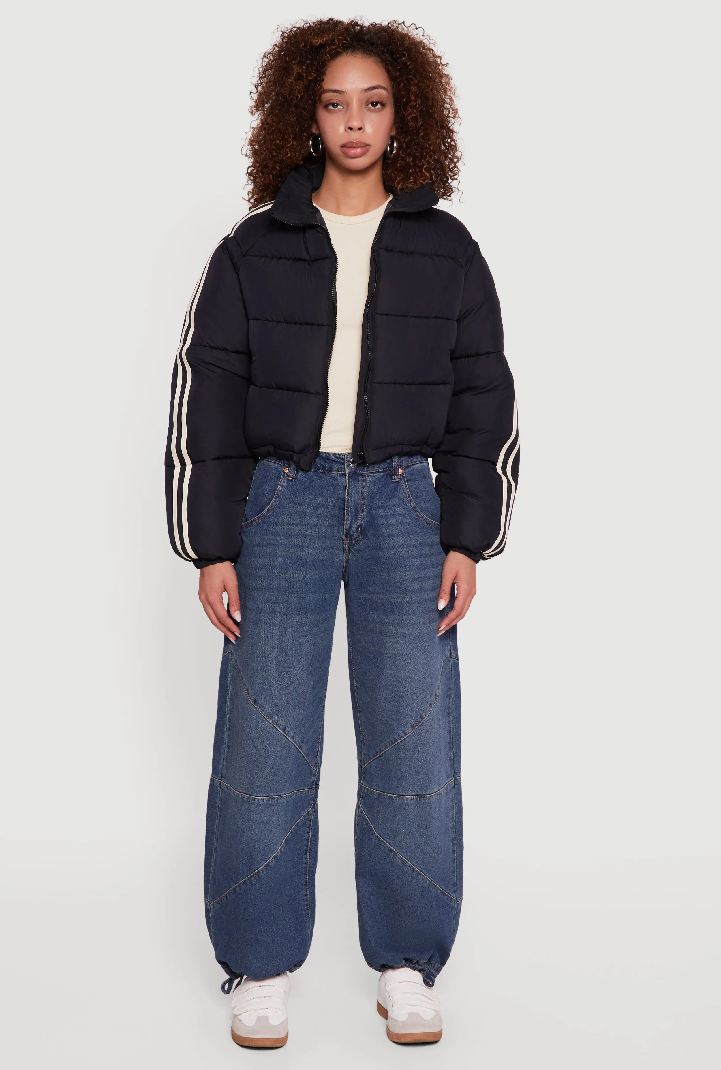 Stripe Detail Zip Front Puffer Jacket sold by Rainbow product image thumbnail 3