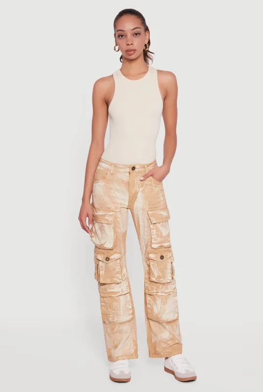 Acid Wash Straight Leg Utility Jeans sold by Rainbow