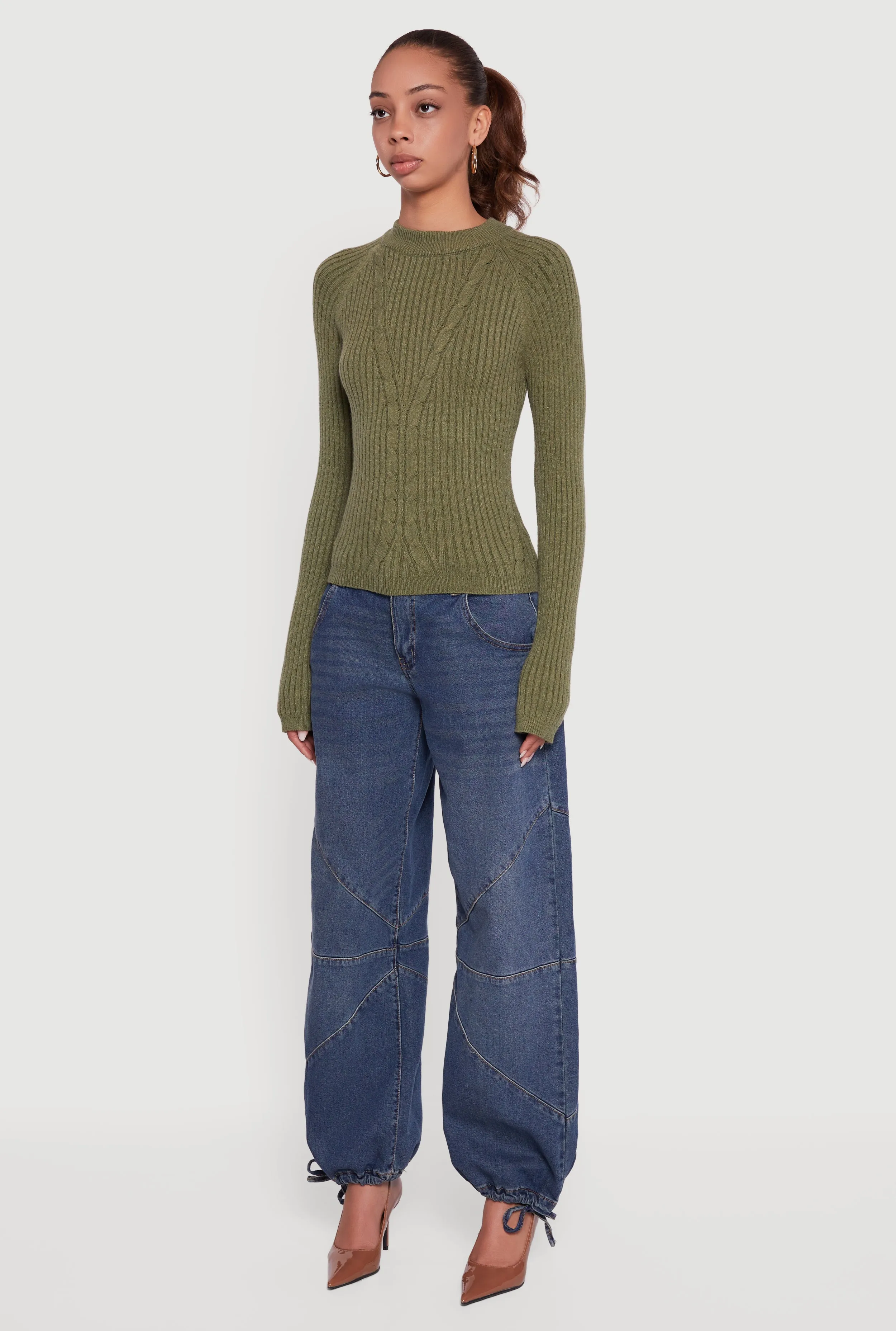 Cable Knit Long Sleeve Crew Neck Pullover Sweater sold by Rainbow product image thumbnail 5