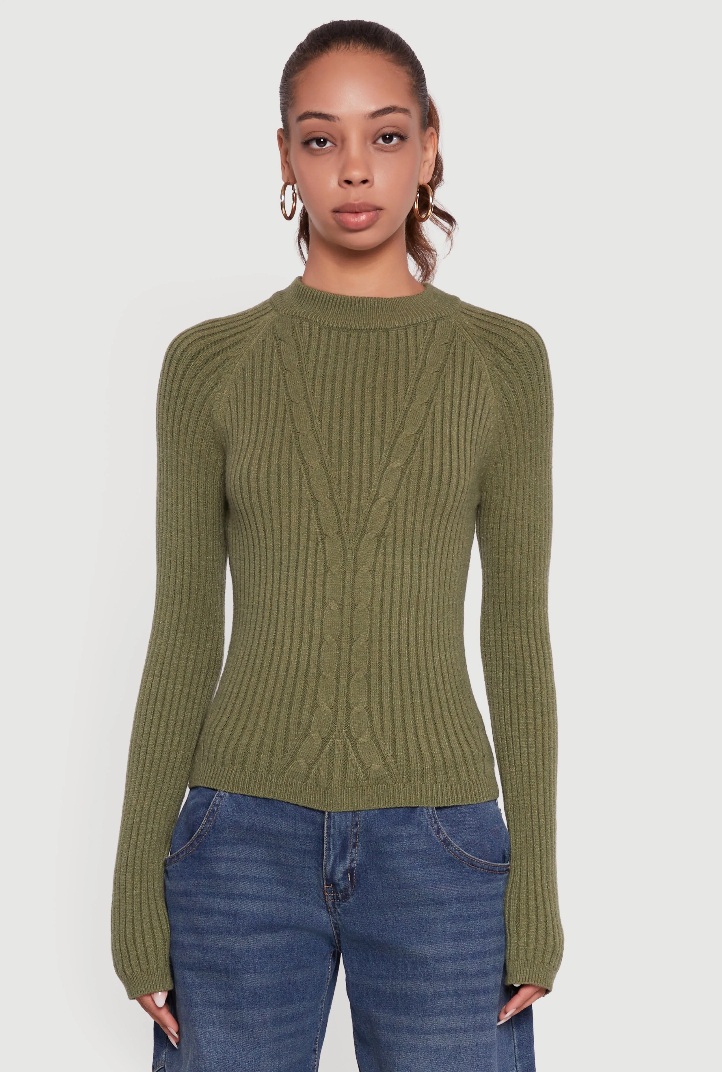 Cable Knit Long Sleeve Crew Neck Pullover Sweater sold by Rainbow product image thumbnail 2