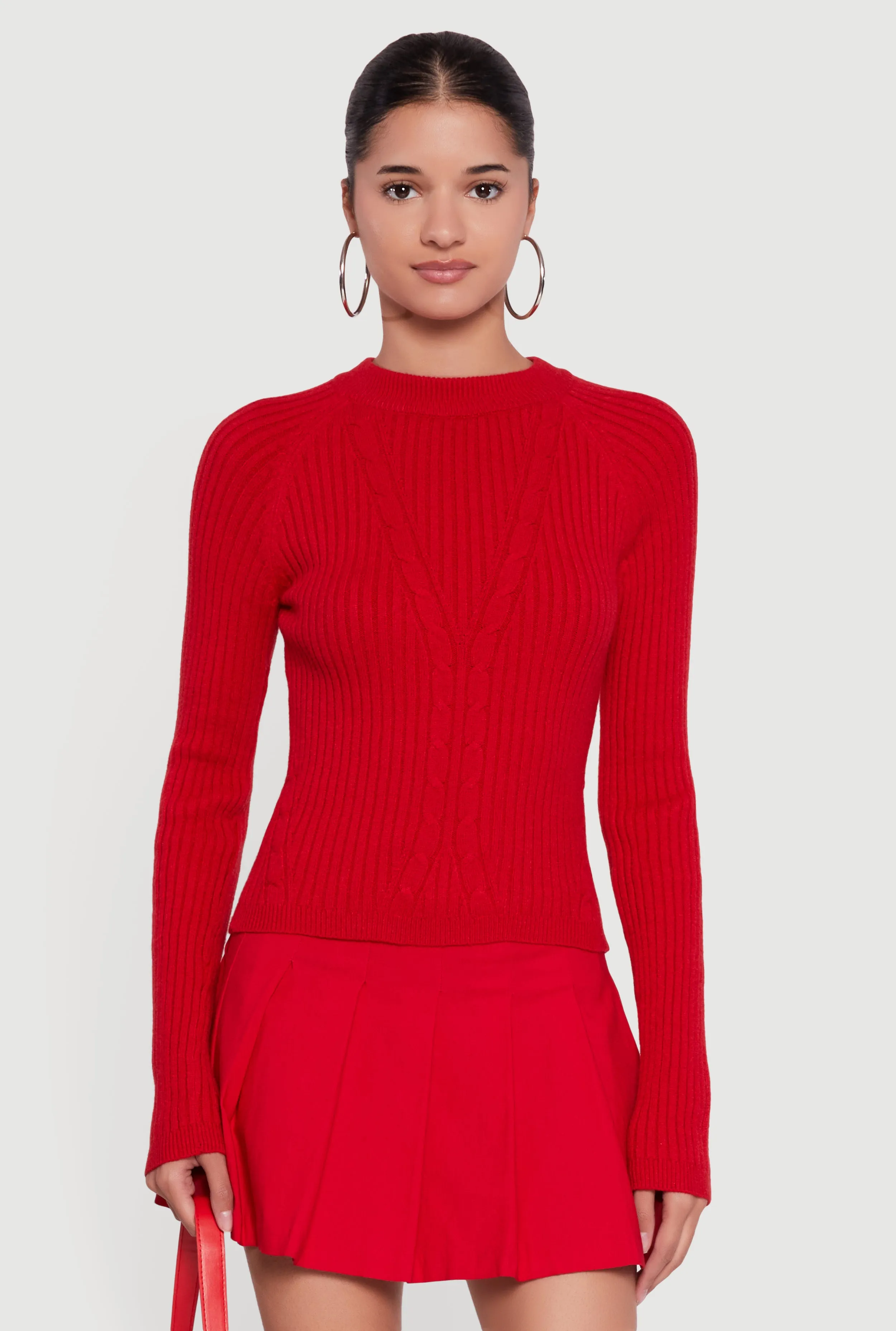 Cable Knit Long Sleeve Crew Neck Pullover Sweater sold by Rainbow product image thumbnail 2