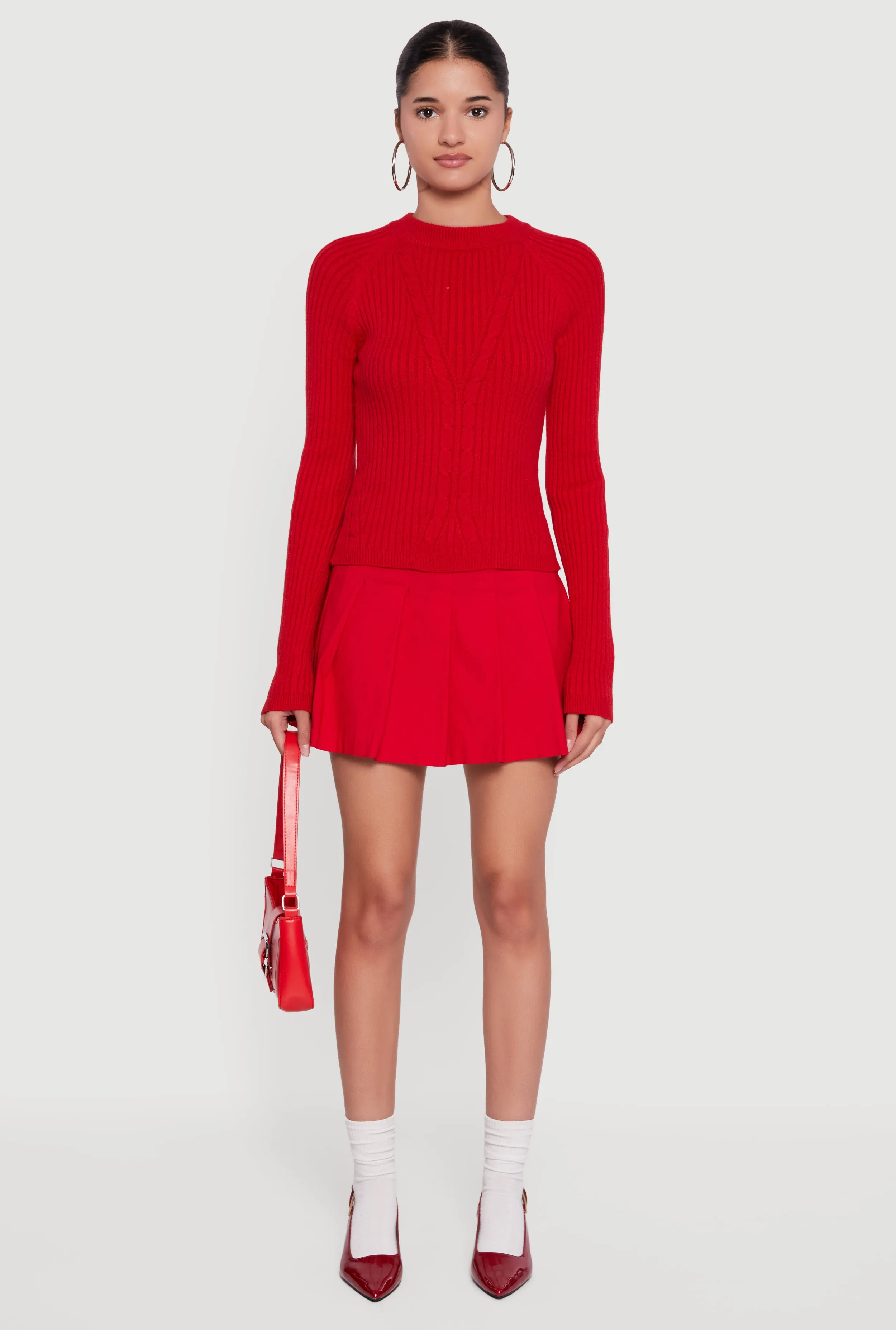 Cable Knit Long Sleeve Crew Neck Pullover Sweater sold by Rainbow product image thumbnail 3