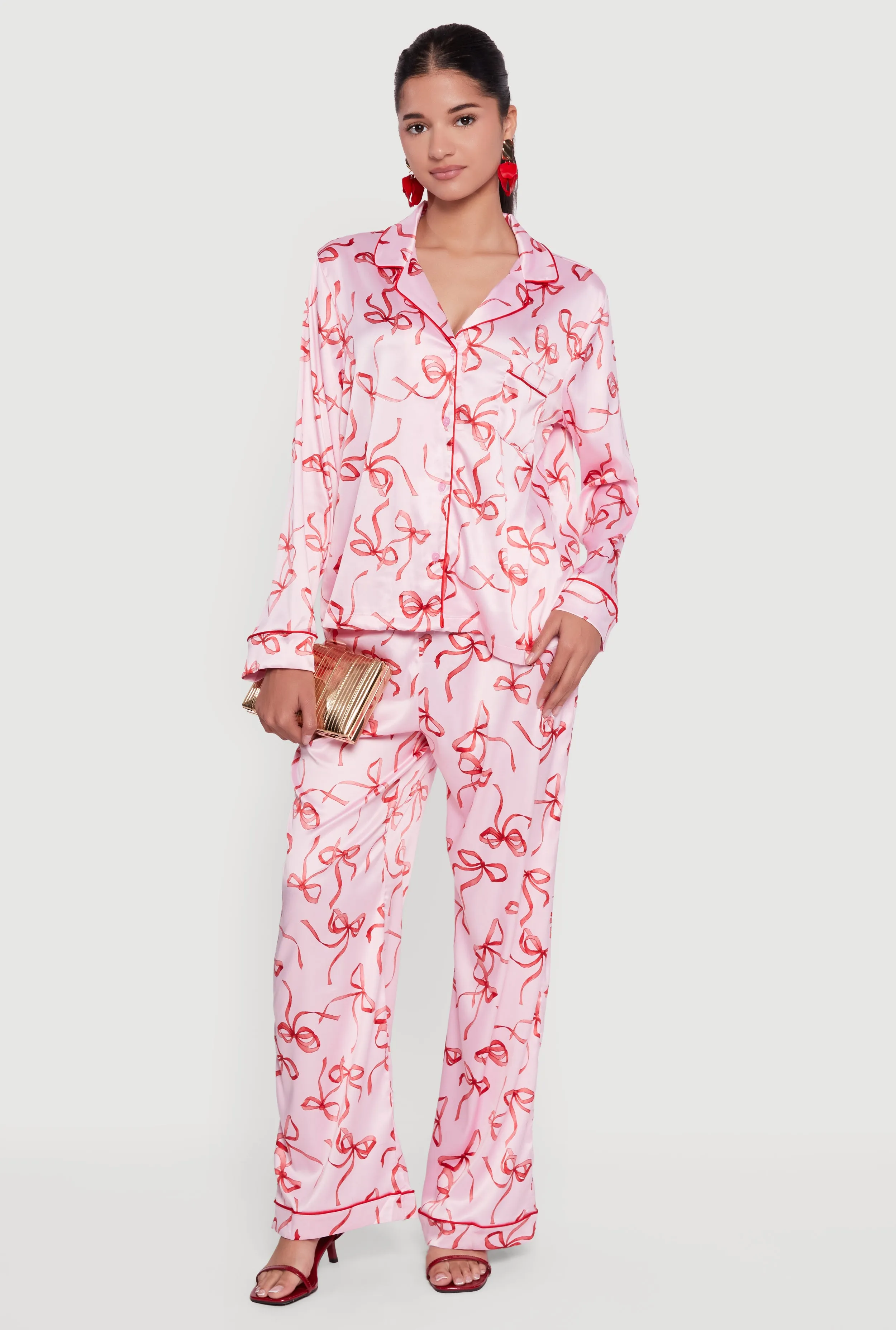 Satin Bow Print Pants sold by Rainbow